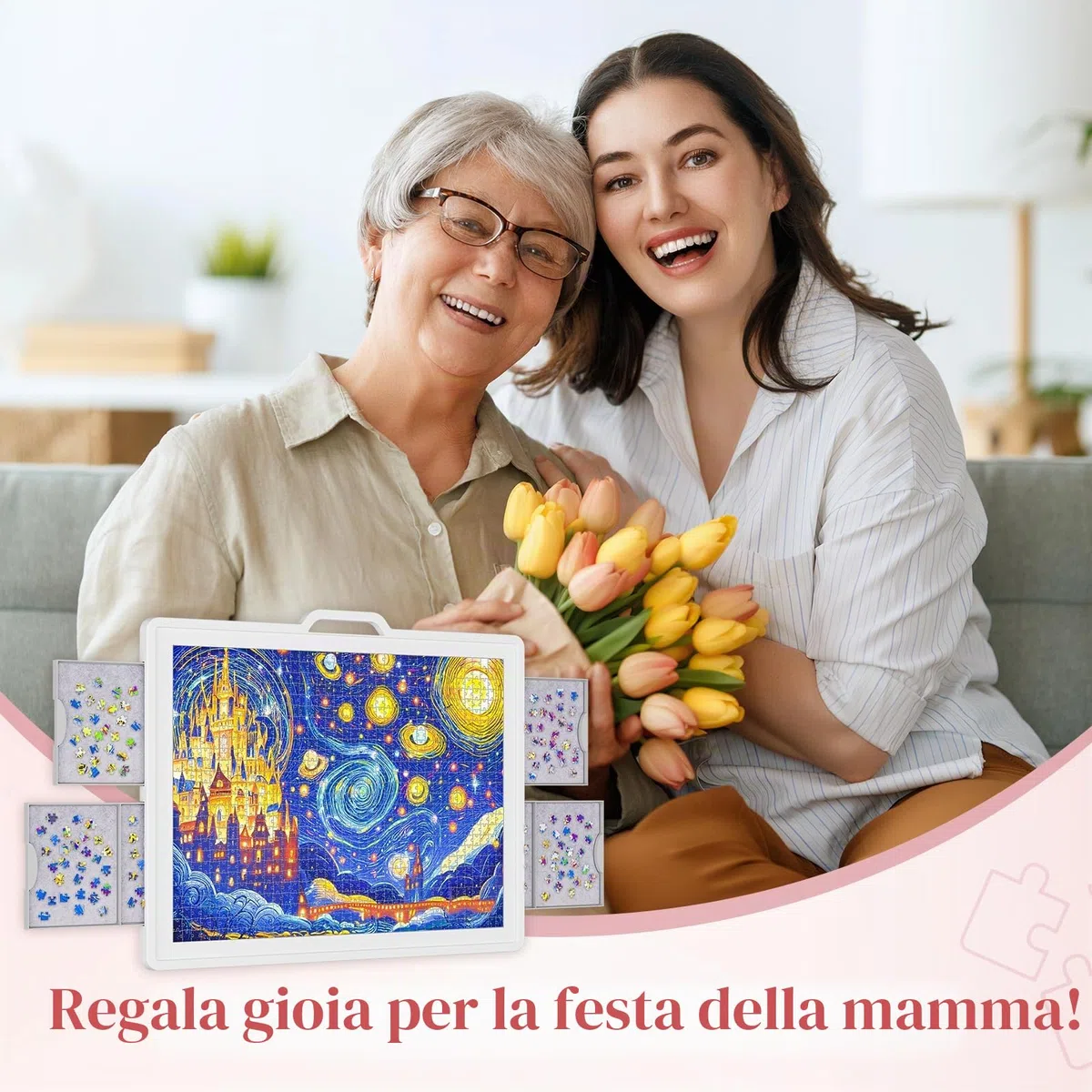 Lifewit 1500 PCS Tavolo per Puzzle con Supporto, Porta Puzzle 89 × 68,5 cm, Puzzles Board Angolo Rotazione 360° per Adulti, Tavola Pezzi con 4 Cassetti Estraibili y Copertura Protettiva
