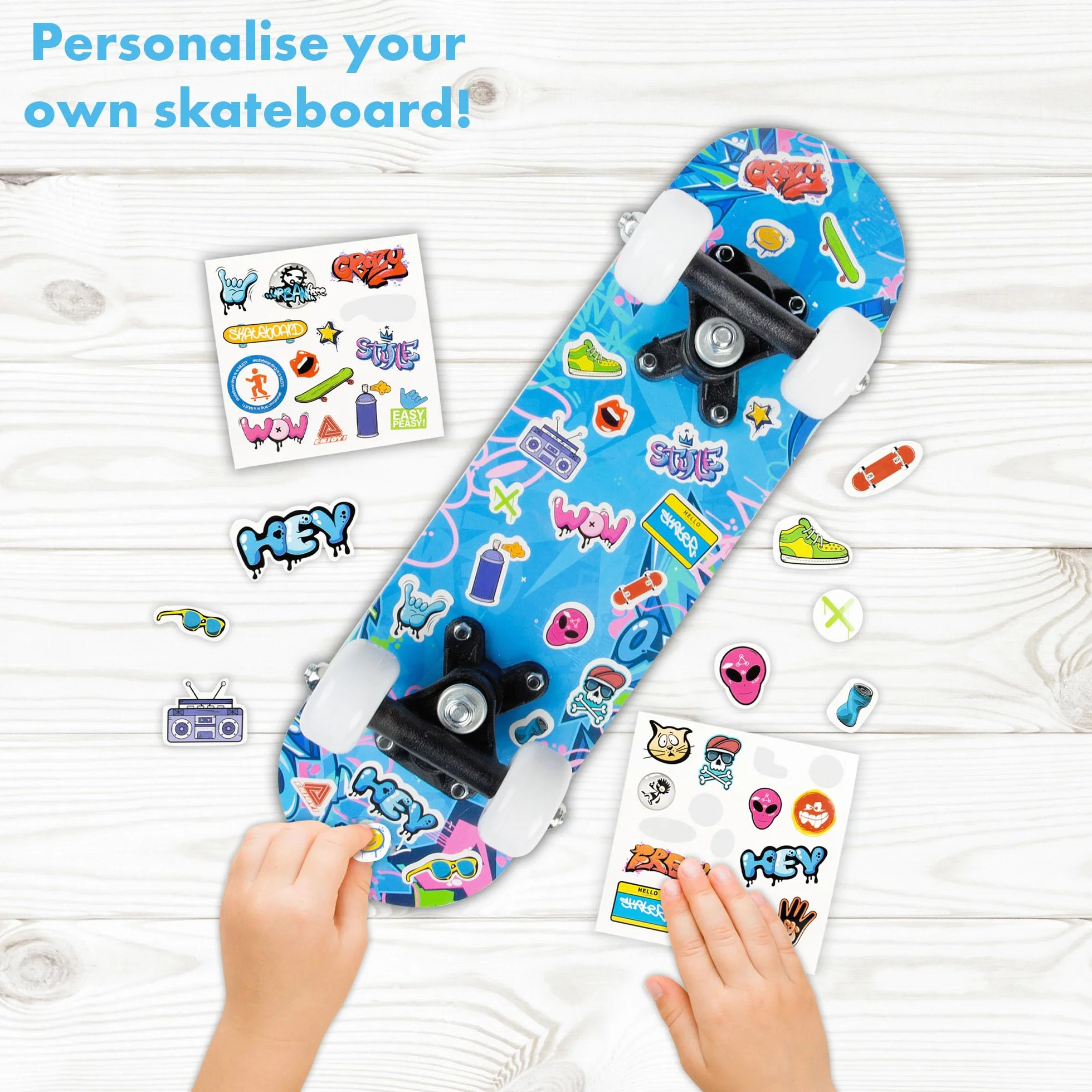 Abeec Skateboard per bambini, 43 cm, per principianti, mini skate board per bambini dai 5 anni in su, con adesivi inclusi