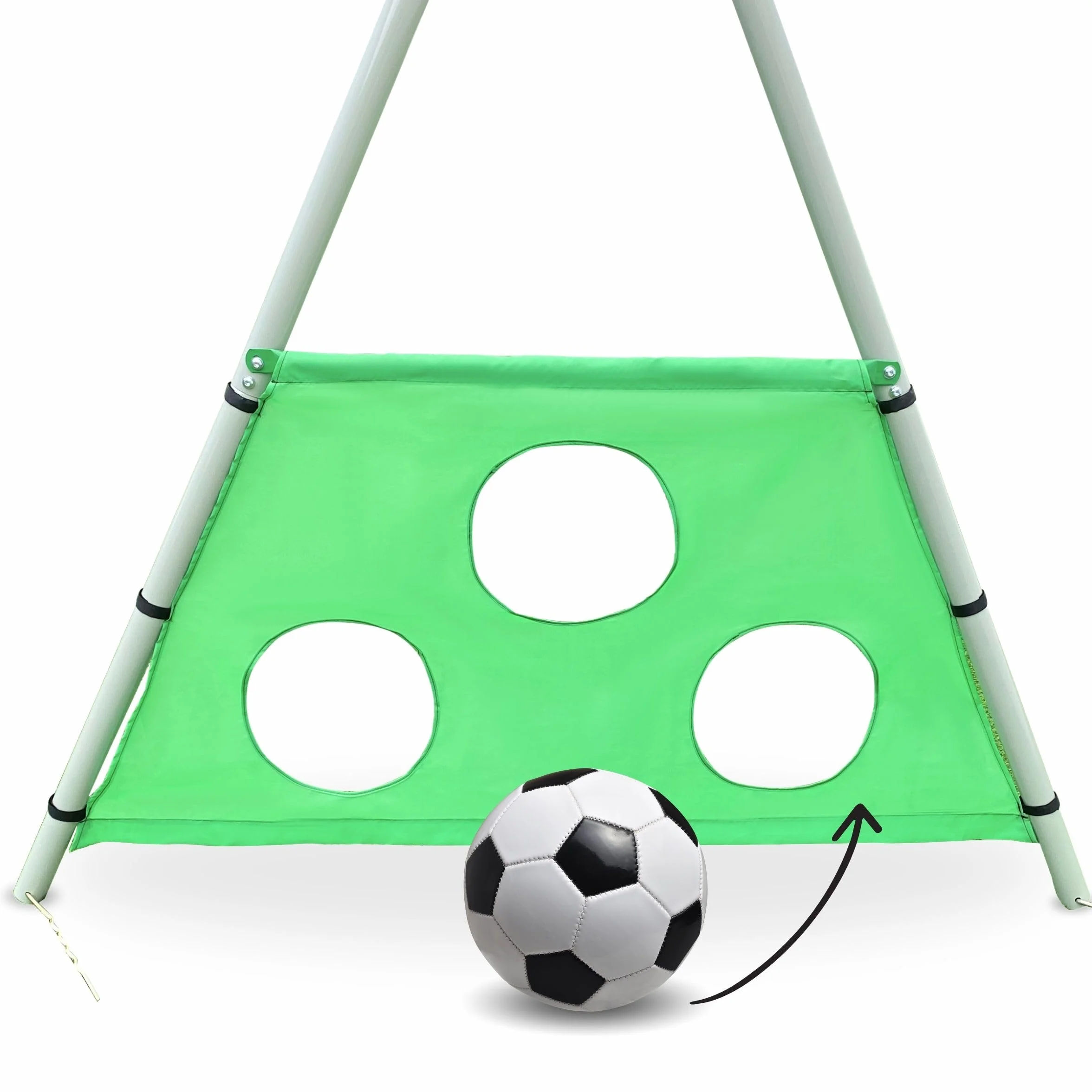 HyperMotion Swing HYP9 Parco giochi XXXL - Altalene Doppia e Singola, Scivolo, Trapezio, Cestino Basket, Scot Calcio - per 6 Bambini 3+ anni, 300 kg Max - Verde