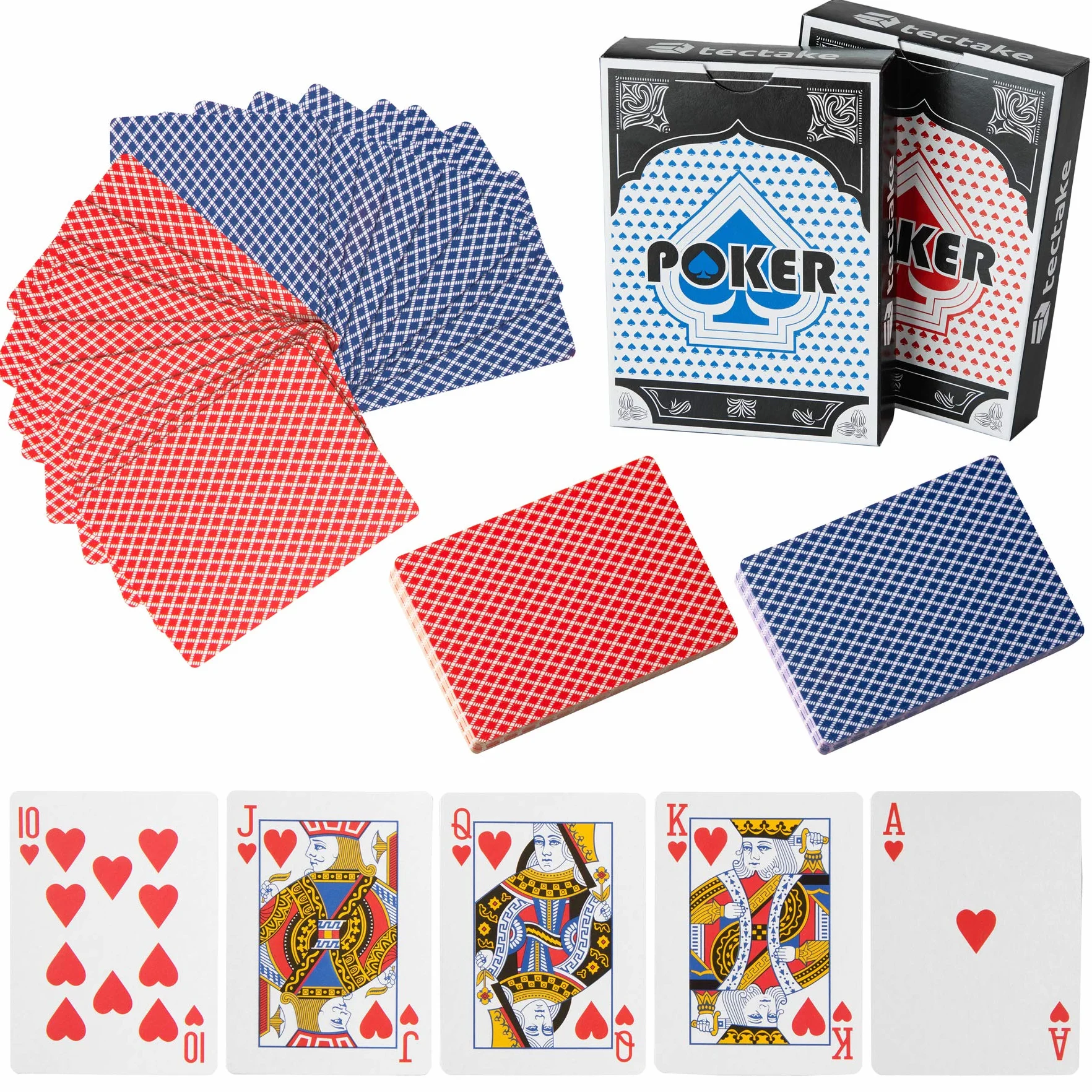 tectake® Set da Poker per Giochi con Chips Poker Professionali in Valigetta in Alluminio, 2 Mazzi di Carte da Gioco, Dadi, Fiches Grigie, Rosse, Blu, Verdi, Nere, Viola - 300 Pezzi - Nero