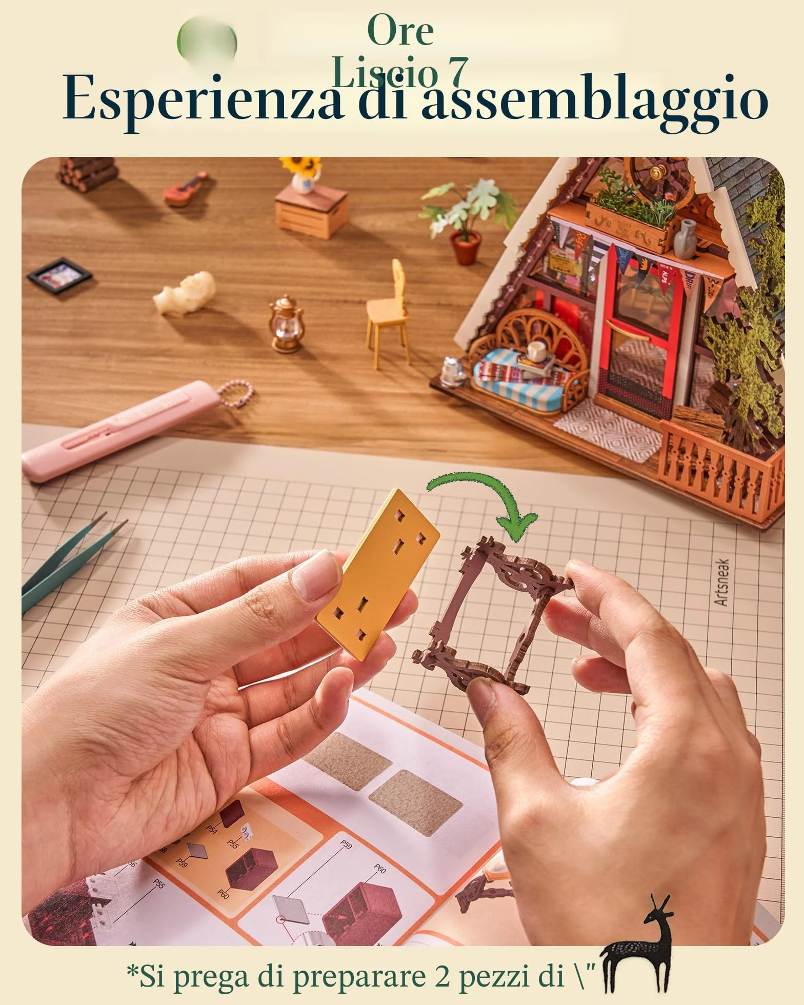 Rolife Casa delle Bambole Cabina A-Frame Modello in Legno Casa in Miniatura della Guarigione Naturale Foresta Fiabesca Decorazione per la Casa Regalo Creativo per Adulti