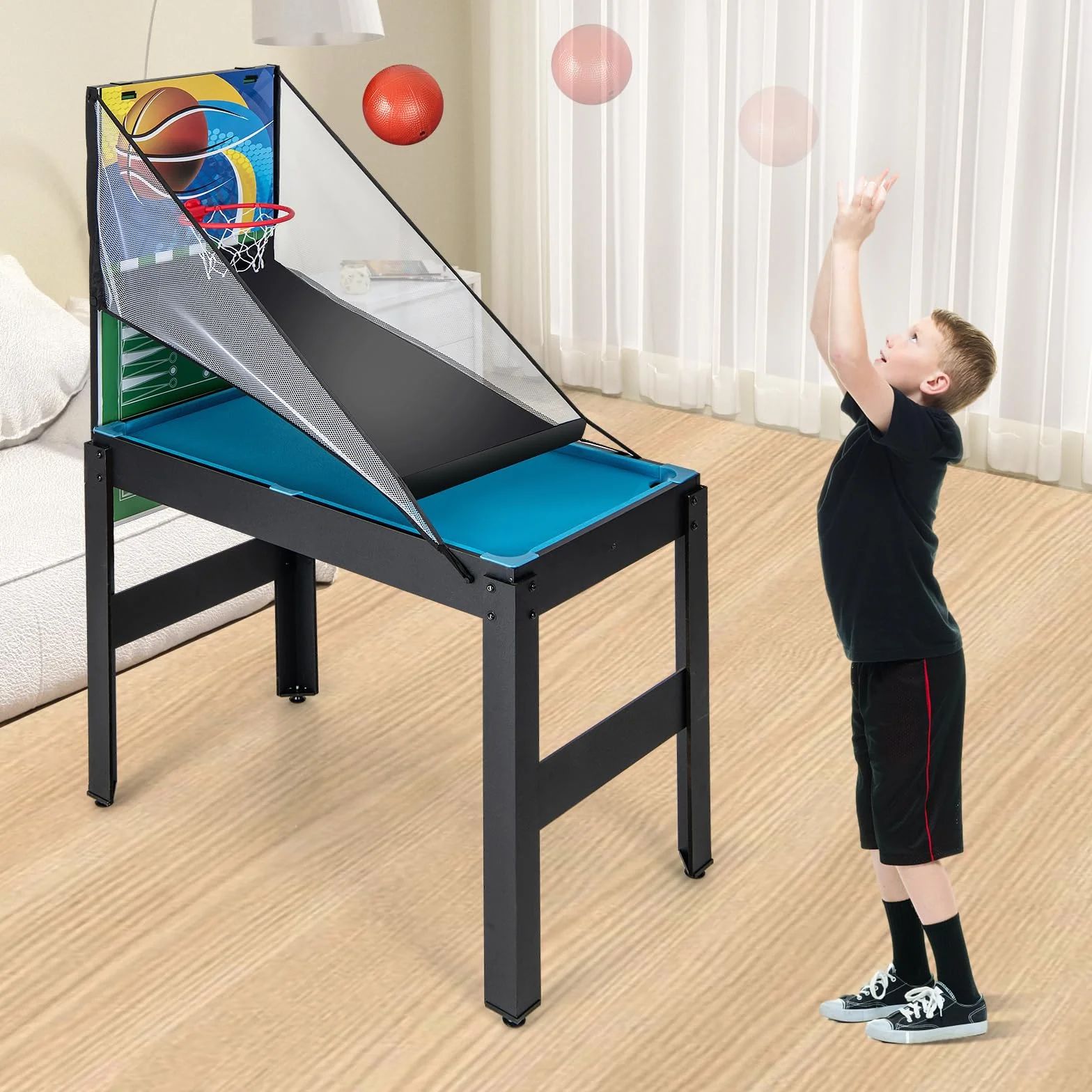 COSTWAY 15 in 1 Set da Tavolo da Gioco Combo, Tavolo Multigioco Basket Calcetto Hockey Biliardo Ping Pong Bowling Shuffleboard ecc, Set Combinato per Giochi Multipli per Bar Casa Ufficio