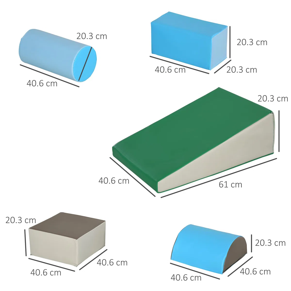 HOMCOM Set Costruzioni Morbide 5 Blocchi Colorati per Bimbi 1-3 Anni