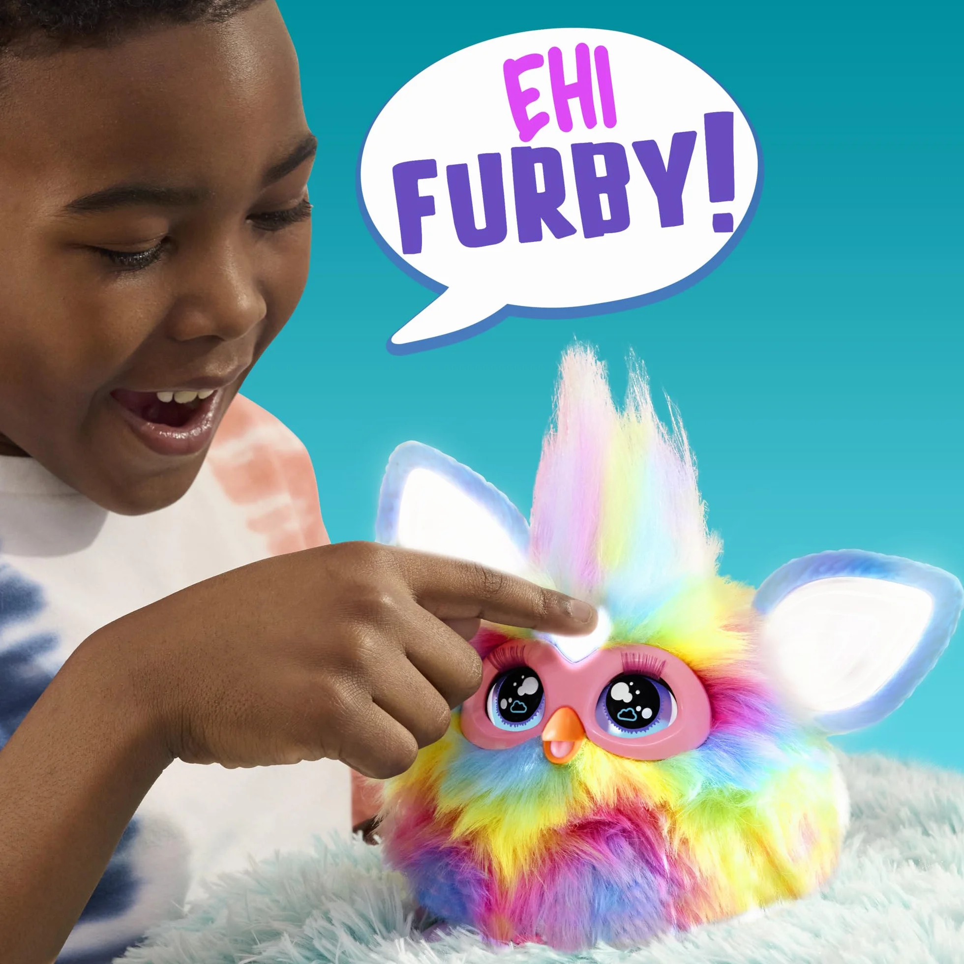 Furby Hasbro Tie Dye Peluche Elettronico per Bambini e Bambine dai 6 Anni in Su, Peluche con Suoni, Luci e 5 Modalità Vocali, Collezionabile, Multicolore
