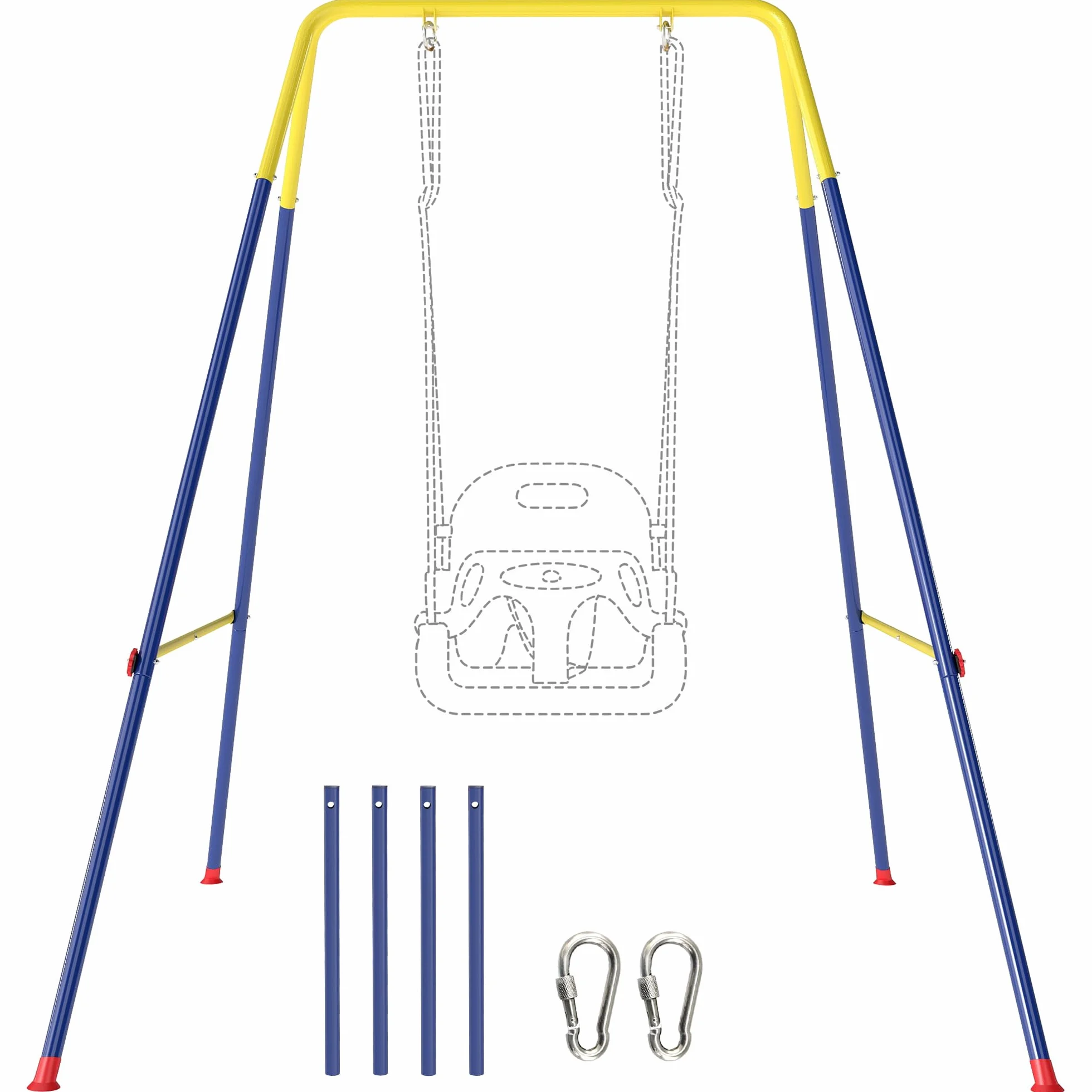 AIYAPLAY Struttura per Altalena da Giardino per Bambini, Struttura Altalena in Acciaio, Anti-UV, Impermeabile, Supporta 50kg, con 2 Ganci per Altalena a Nido, Altalena a U