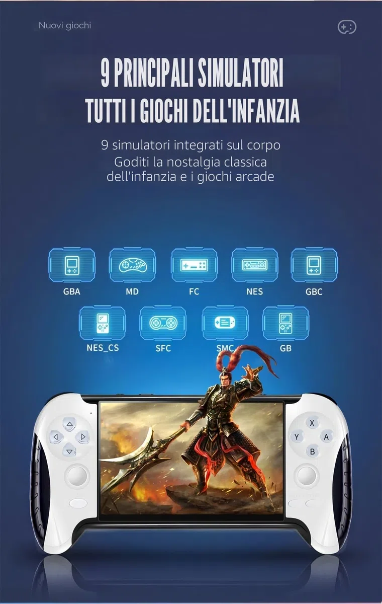 4,3 pollici Console di Videogiochi Portatile Design per Impugnature Creative Emulatori Multipli Output TV MP4/MP3/E-book Puzzle Casuale Retrò Videogiochi Regali di Compleanno/Vacanze