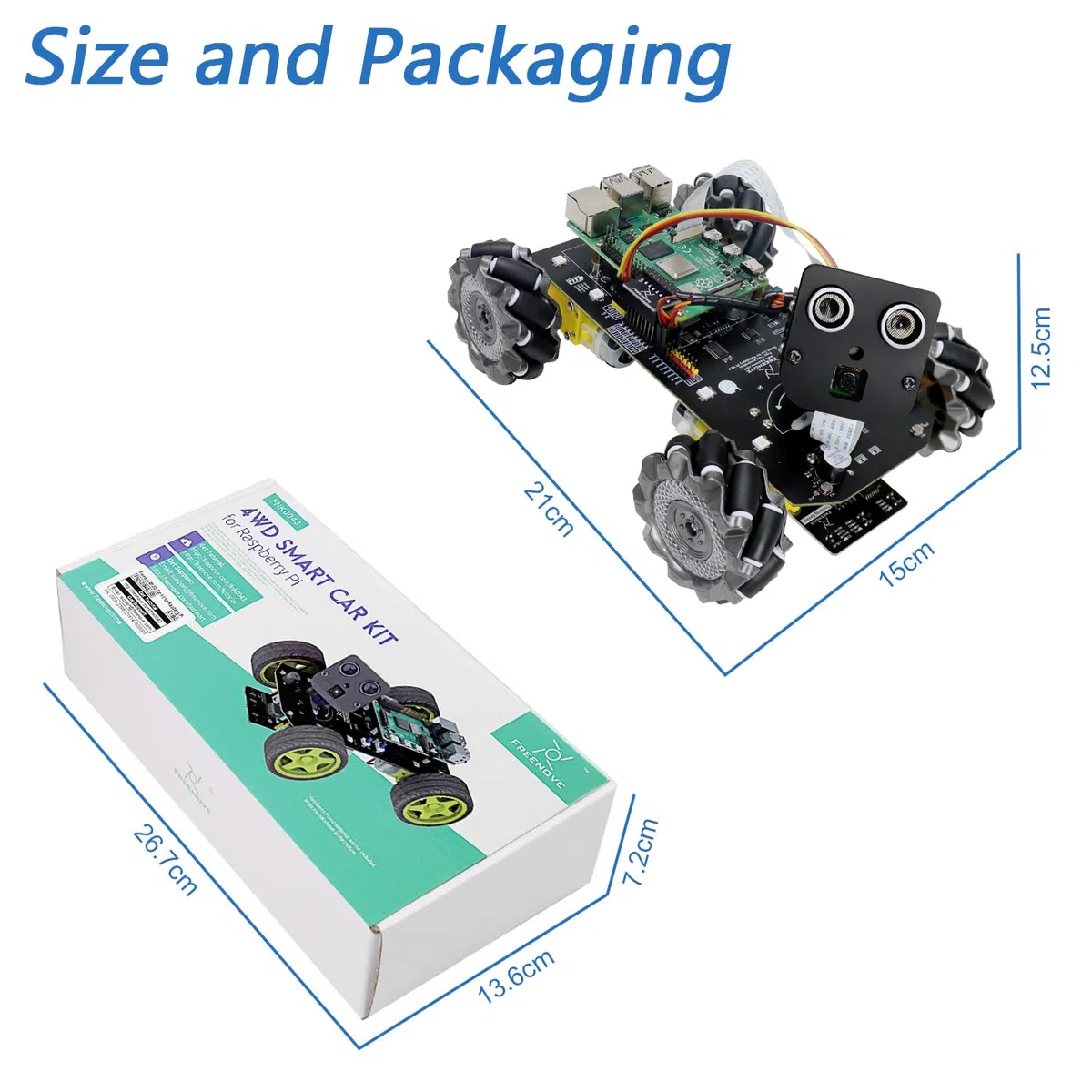 Freenove Mecanum Wheel Car Kit for Raspberry Pi 5 4 B 3 B+ Zero 2 W, Face Tracking, Line Tracking, Light Tracing, Obstacle Avoidance, App Control, Camera, Servo (Raspberry Pi NOT Included)