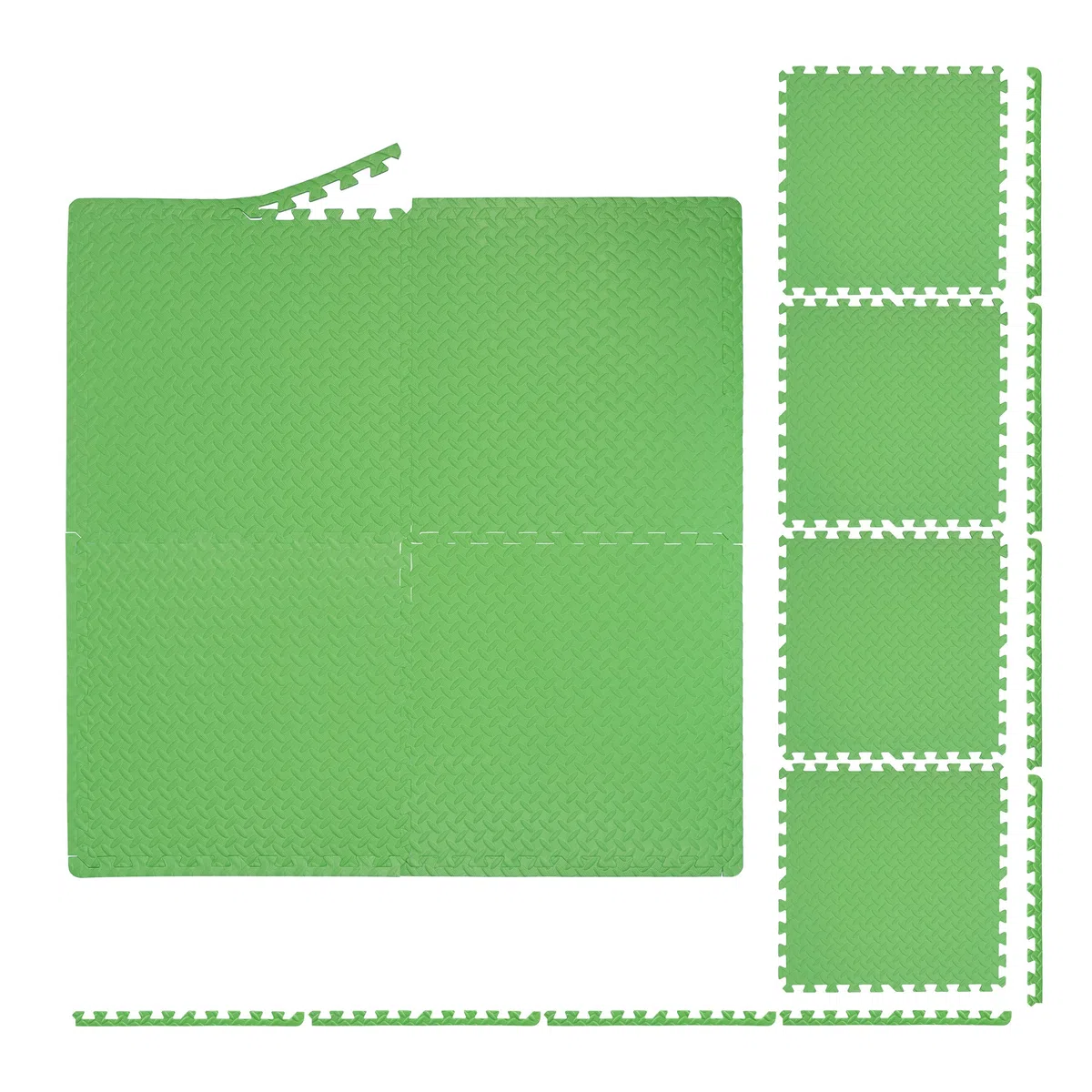 Relaxdays Tappeto da Palestra Puzzle 60x60 cm Gomma Eva Fonoassorbente Verde