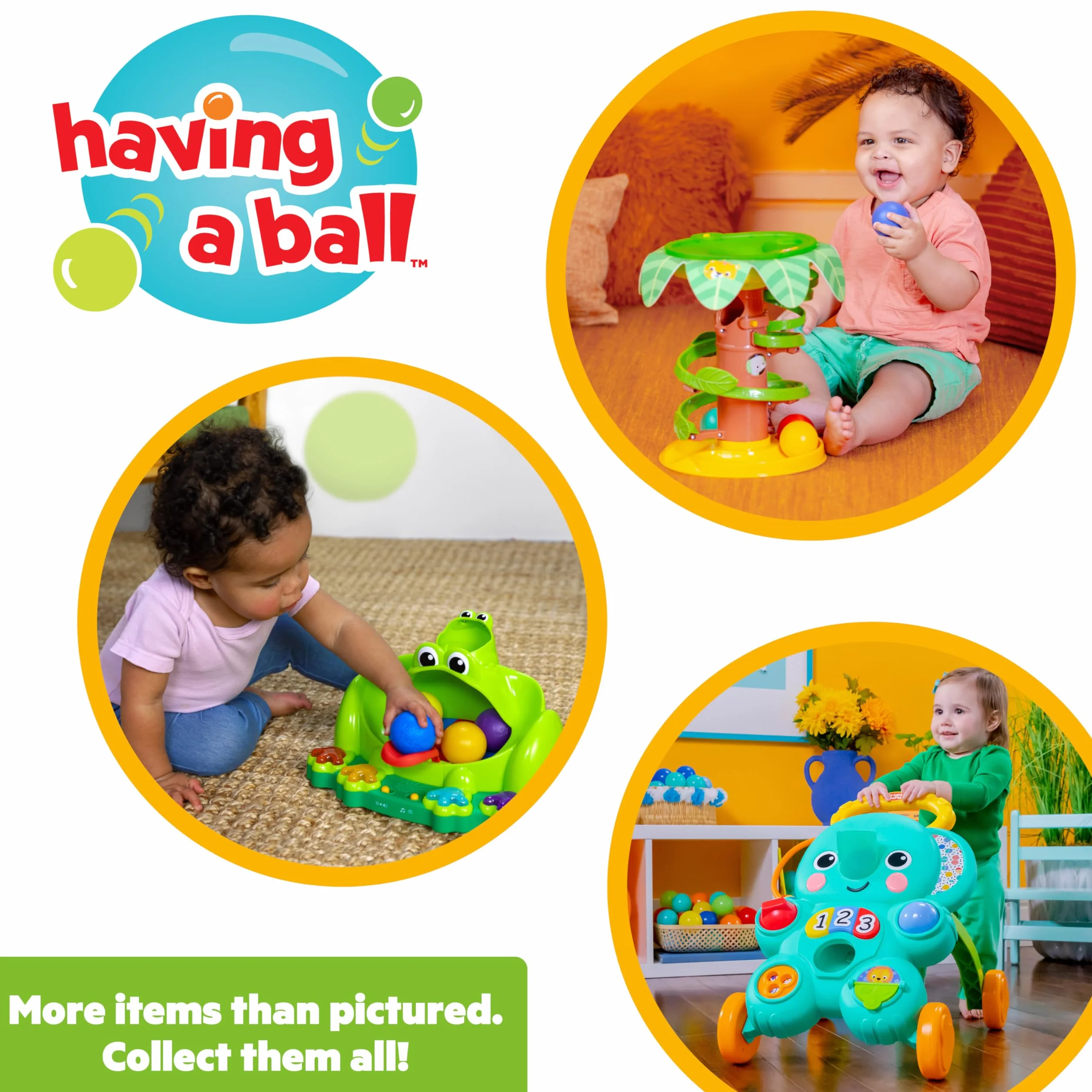 Bright Starts Stroll 'N Roll 2 in 1 Ball Play Walker - Elefante con luci e musica, unisex, 6 mesi +