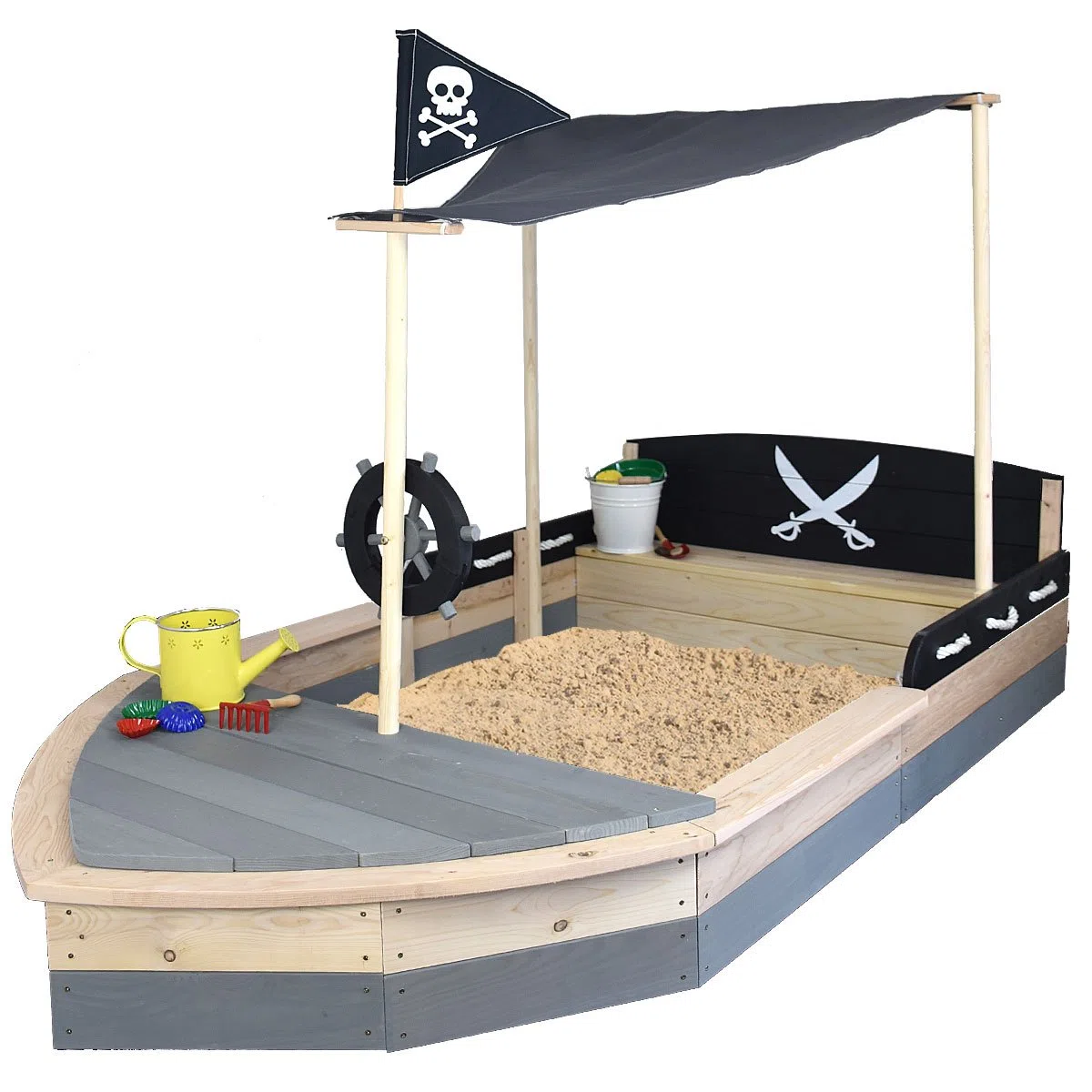 Sun Sandbox barca pirata XXL in legno – Sabbiera per bambini – Sandbox