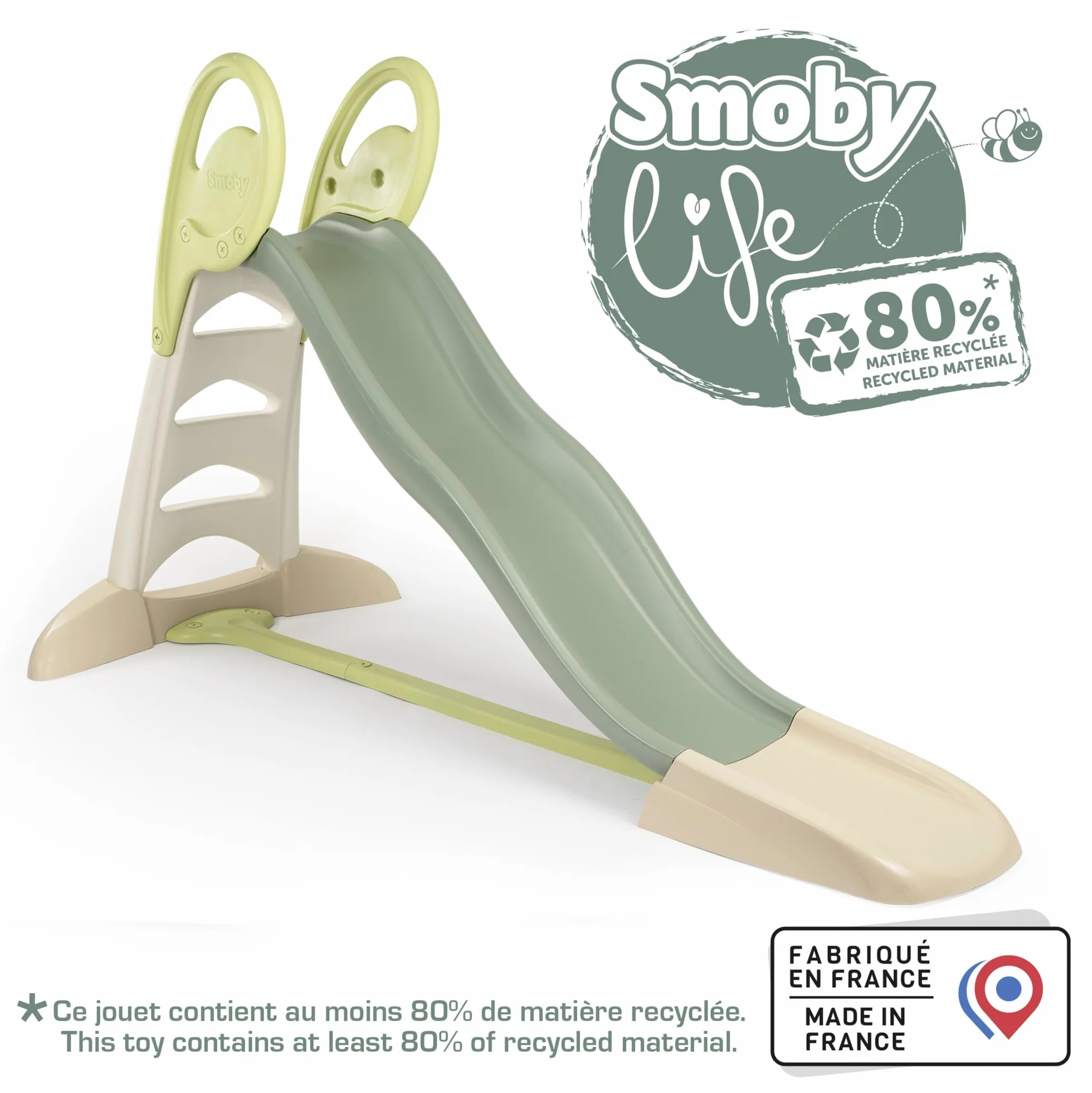 Smoby Life - Scivolo XL a doppia onda, con 80% di plastica riciclata, con attacco dell'acqua, lunghezza 2,30 metri, per bambini dai 3 anni in su, 7600820304