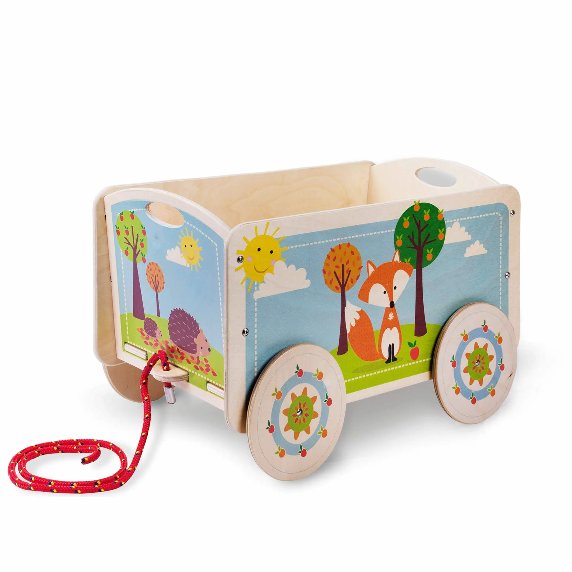 Dida - La Volpe: Carretto Trainabile in Legno, Porta Giochi con Ruote per Bambini 2-4 Anni, Giochi Educativi Metodo Montessori, Stimolante e Divertente