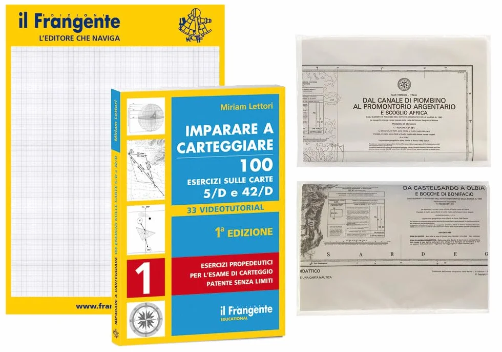 Kit di apprendimento al carteggio Nautico Esercizi sulle Carte 5/D e 42/D Corredo Il Frangente STR 08