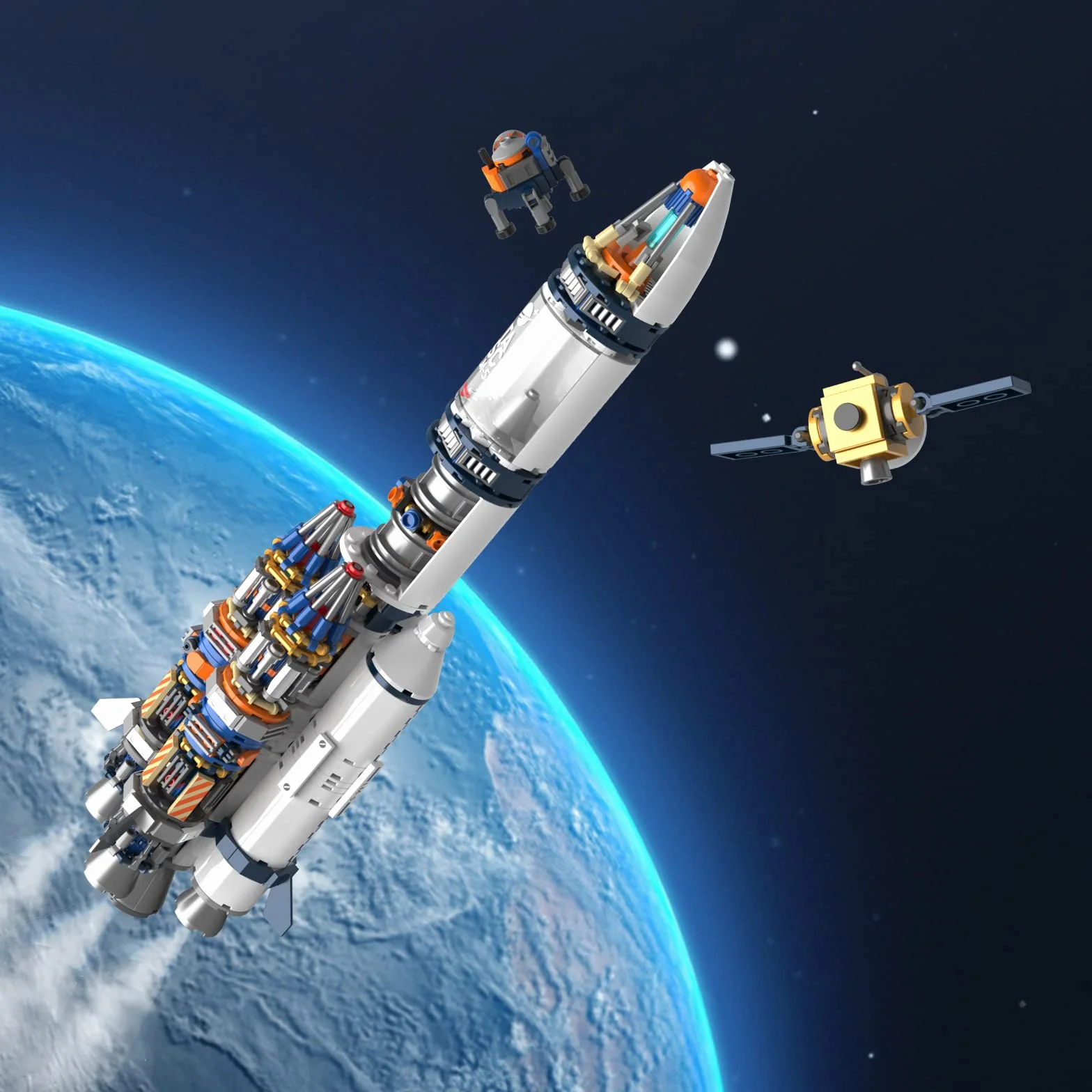 JMBricklayer Space Rocket Building Set per ragazzi 8-14 adulti 70110, giocattoli per esplorazione astronave, navicella spaziale, razzo, nave, set da collezione, regali per adulti, ragazzi e ragazze