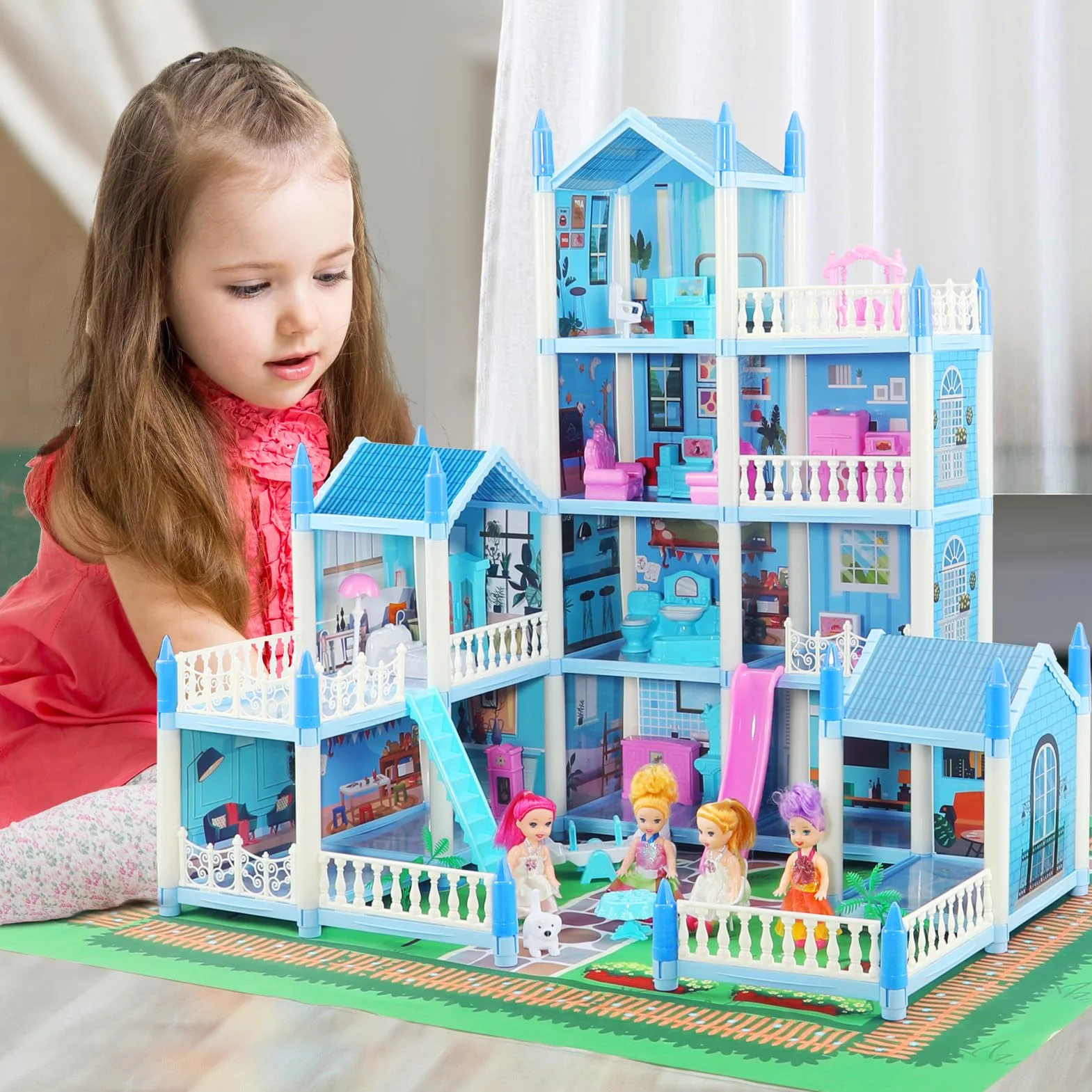 Casa dei Sogni con Bambola e Luci,Regalo Bambina 3-7 Anni Giocattoli,Casa delle Bambole Giocattoli per Ragazze