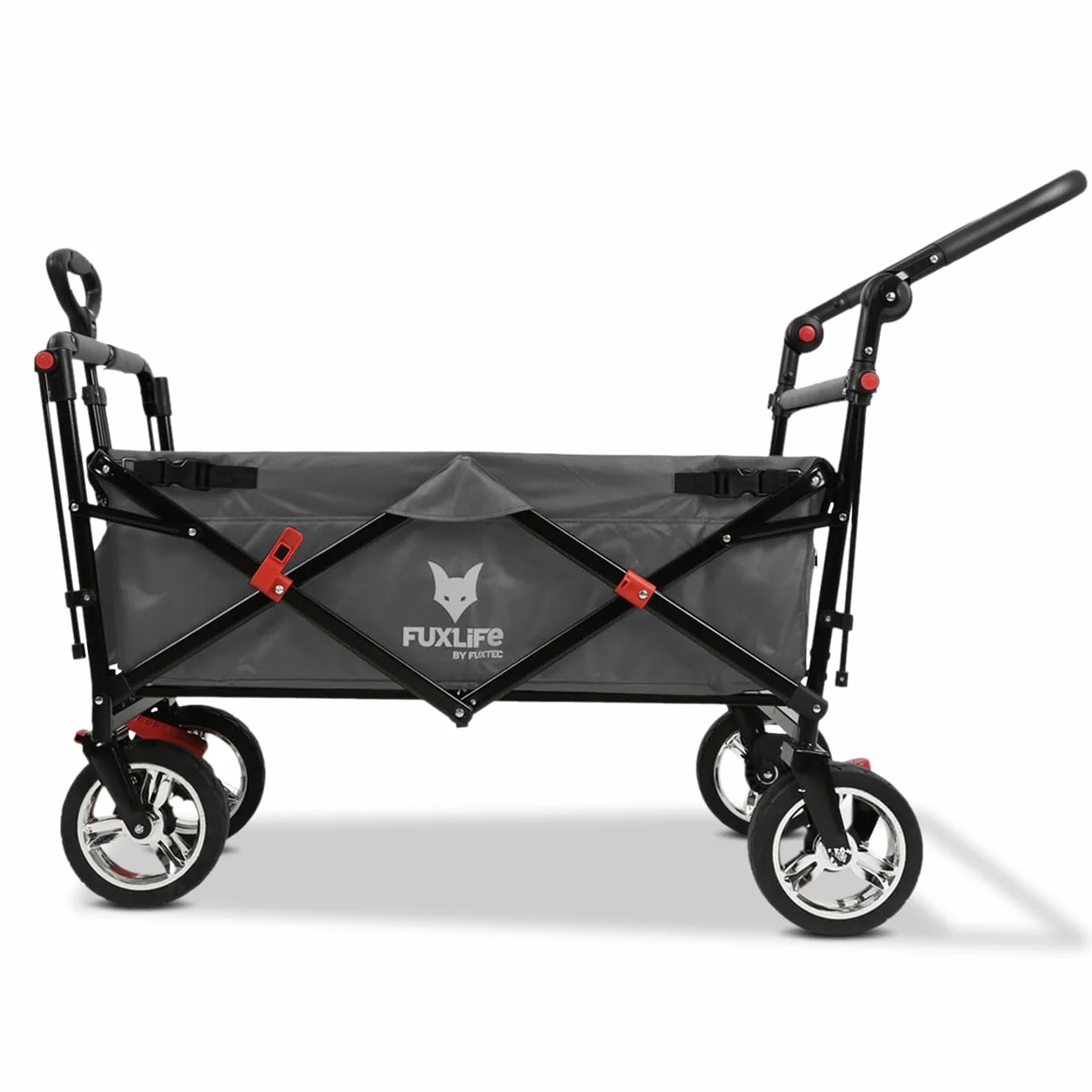 FUXLIFE Carrello Pieghevole - Compact - FX-CT700 Grigio • Bollerwagen richiudibile per città e viaggi • Salvaspazio con tettuccio parasole • Portata 75 kg