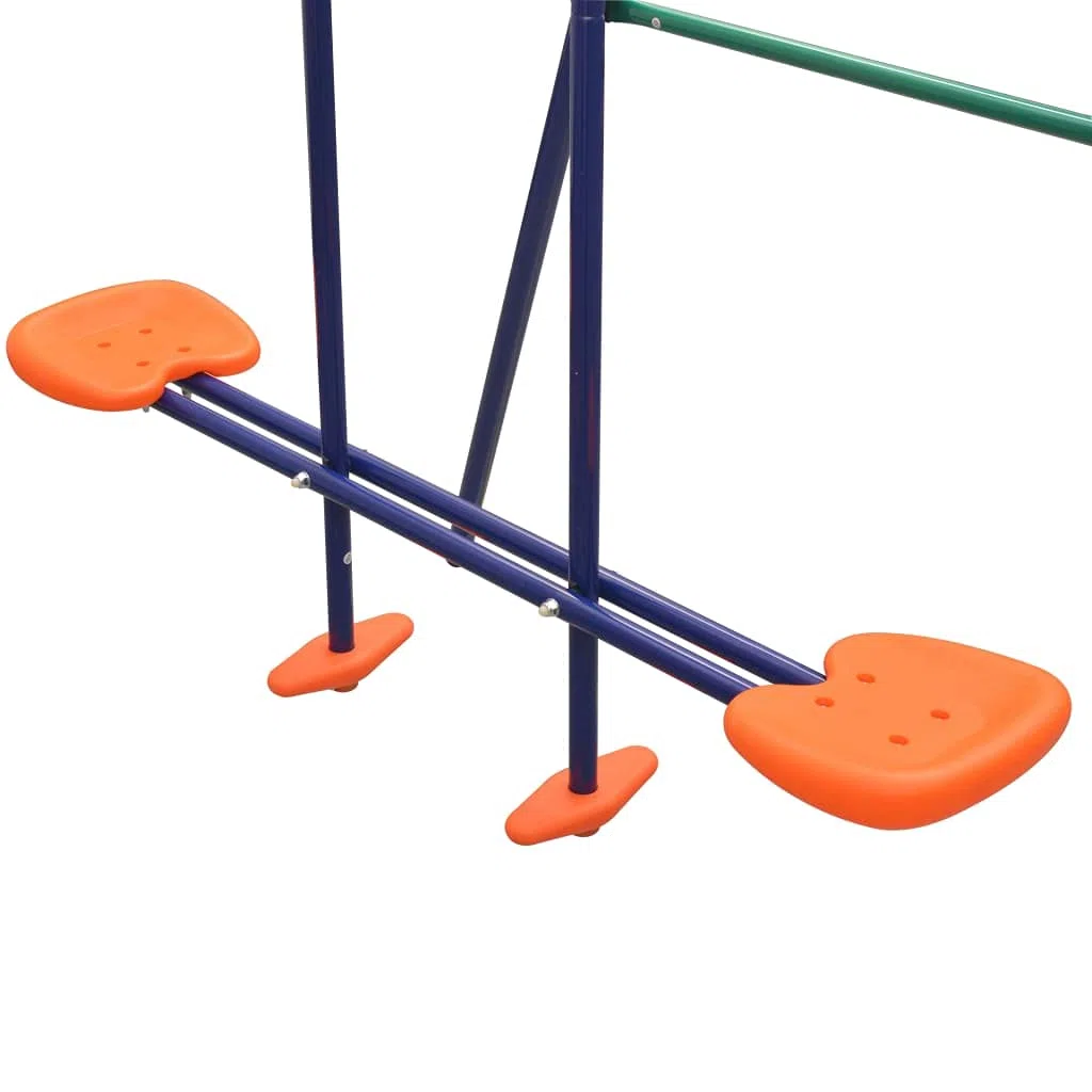 vidaXL Set Altalene con Scivolo 3 Sedili Arancione Giostra all'Aperto Dondolo