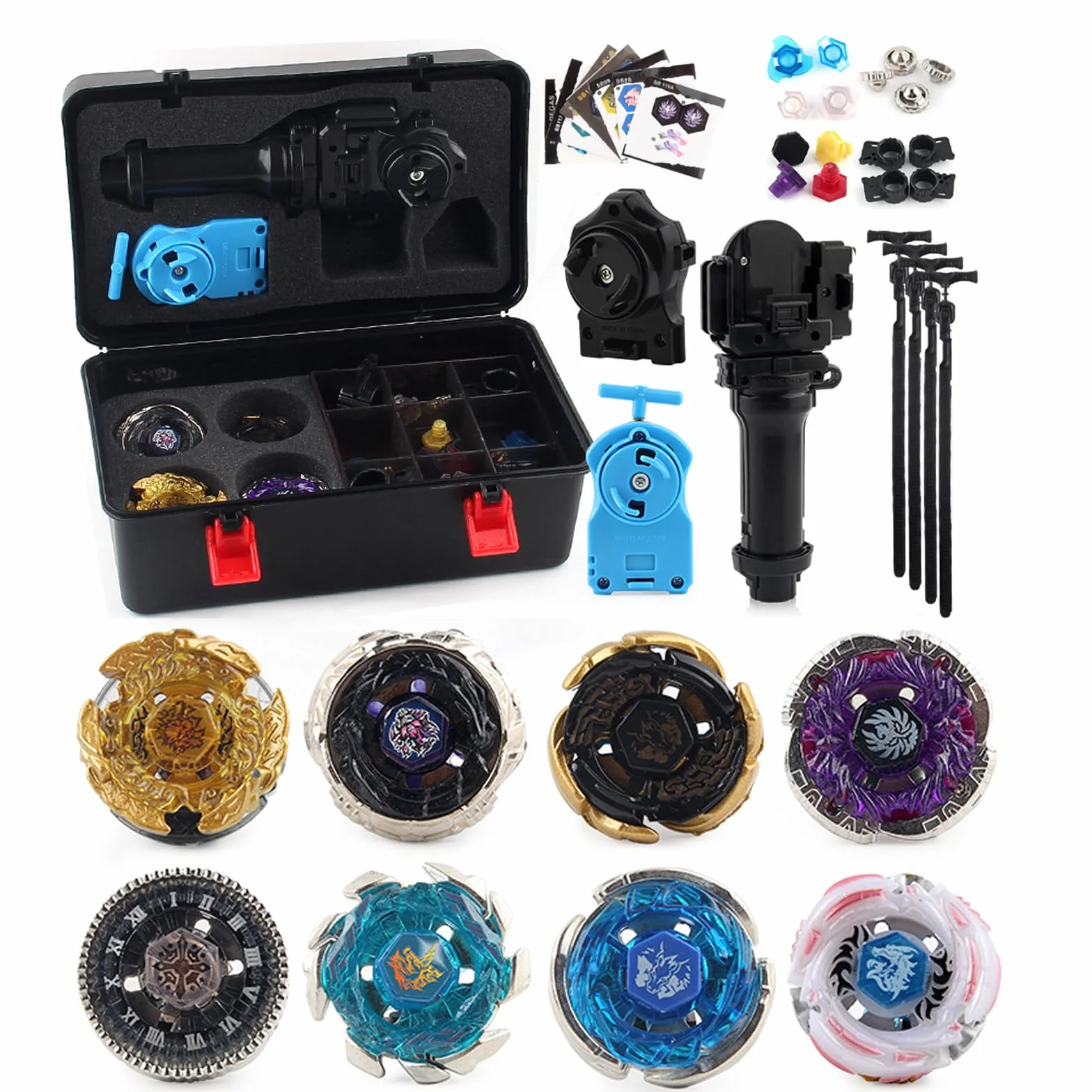 Toupie 8 Pezzi velocità Gyro Metallo Combattimento Tupie Set 4D Fusion Modello Combinazione con Trasmettitore Maniglia E