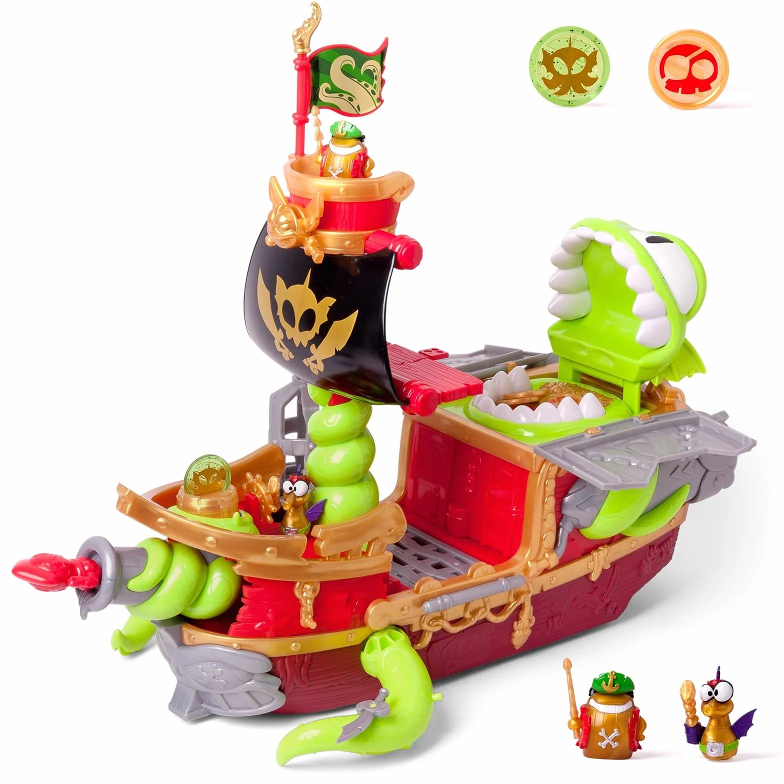 PIRATIX Kraken Ship–Barca Kraken di Piratix.Contiene 1barca Kraken, 2Piratix & accessori esclusivi, 1proiettile a cannone, 1tesoro esclusivo, 6 tesori dorati, 1 bandiera esclusiva, 1 spada, 1 ancora e