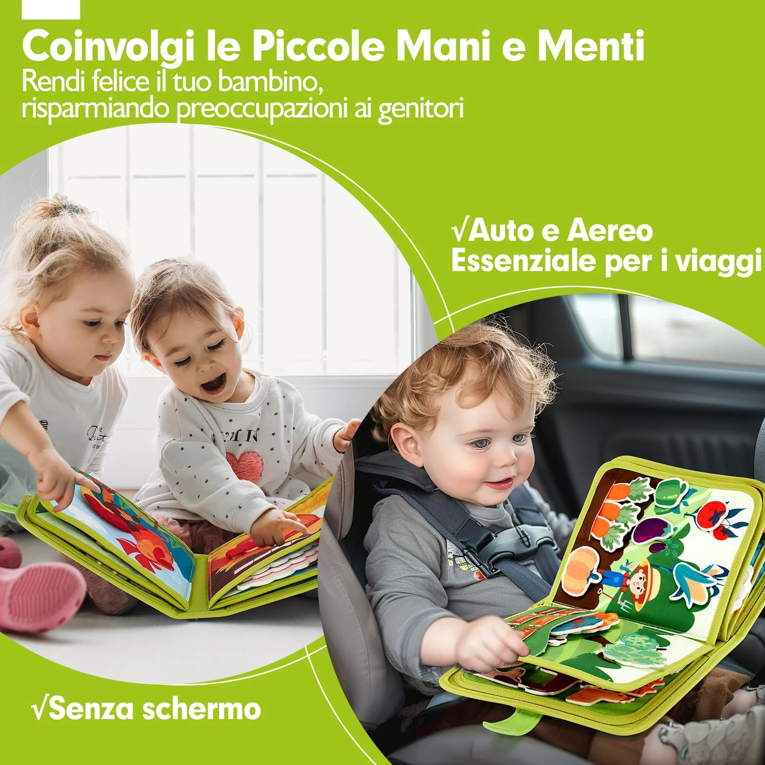 hahaland Busy Board Montessori Libro Interattivo 1 Anno - Quiet Book Sensoriale Educativo - Giochi Montessori 1 2 3 Anni Tavolo Pannello di Feltro attività Valigetta Didattici Regalo Bimbo
