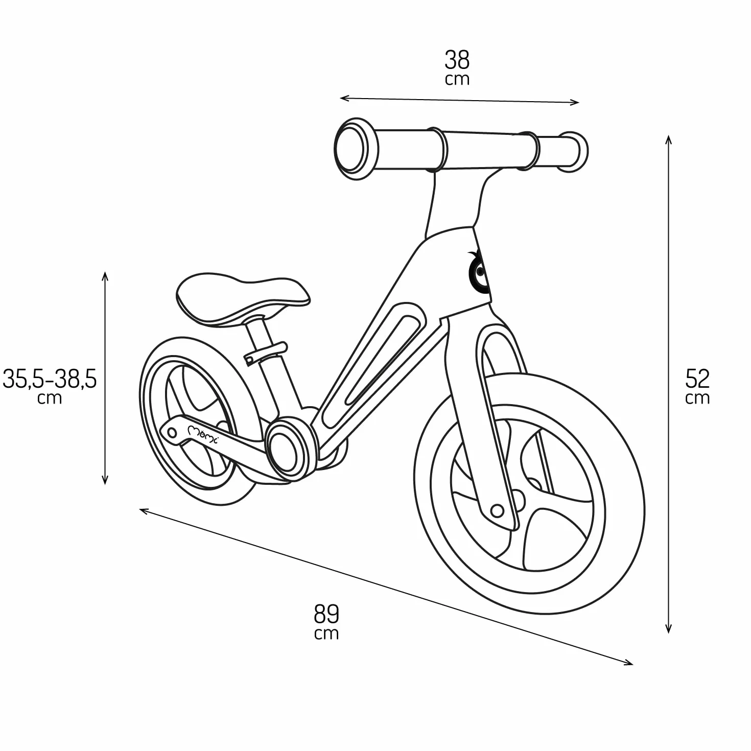 Momi Bicicletta senza pedali NORU per bambini dai 2 anni (max 25 kg), pieghevole con un pulsante, sella regolabile, ruote EVA antiforatura da 12"