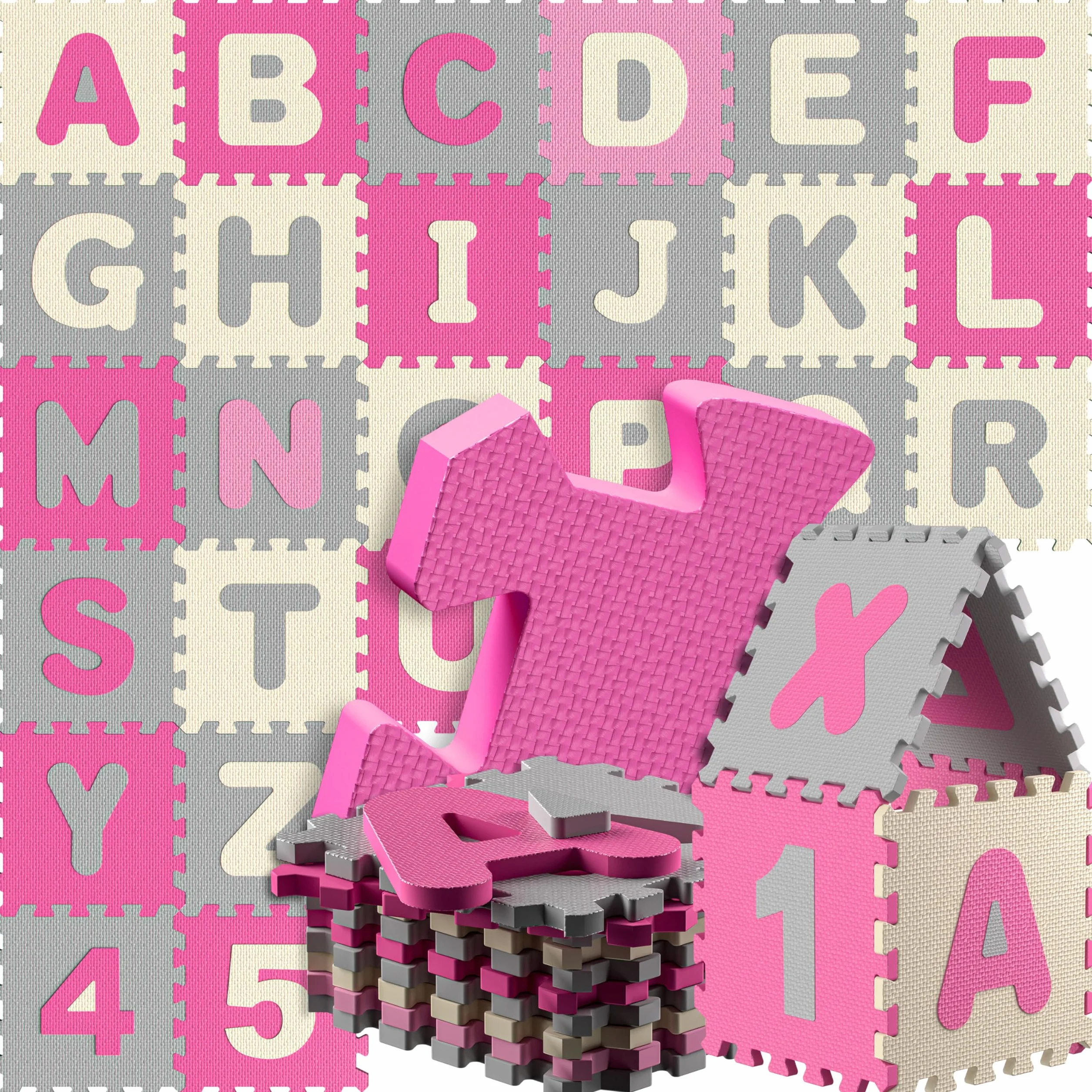 Spielwerk® Tappeto Puzzle XXL 86 Pz per Bambini 3,3m² Tappetino per Gattonare Lettere Numeri Apprendimento Gommapiuma