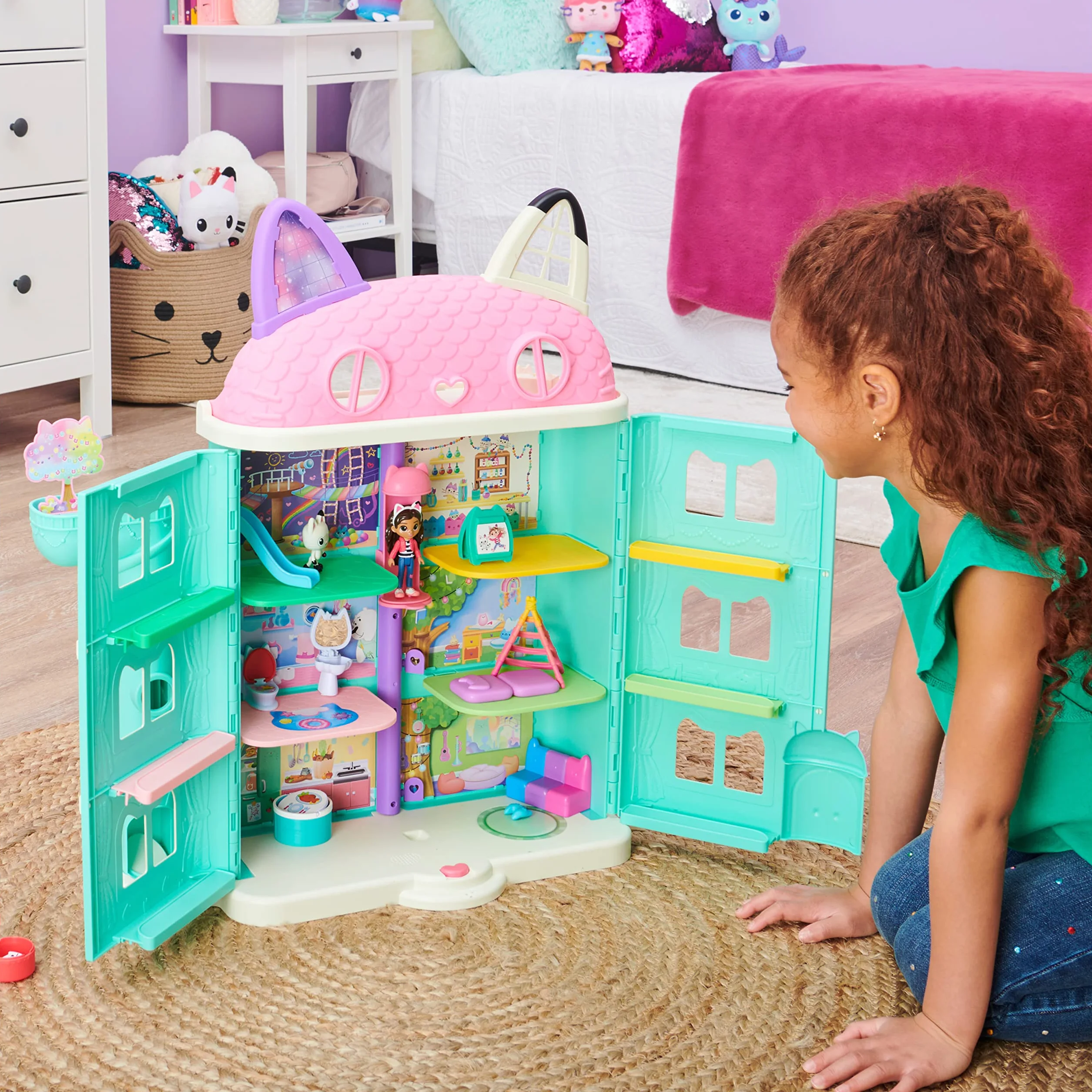 Gabby's Dollhouse, Playset casa delle bambole di Gabby, set con luci e suoni, giochi per bambini dai 3 anni in su