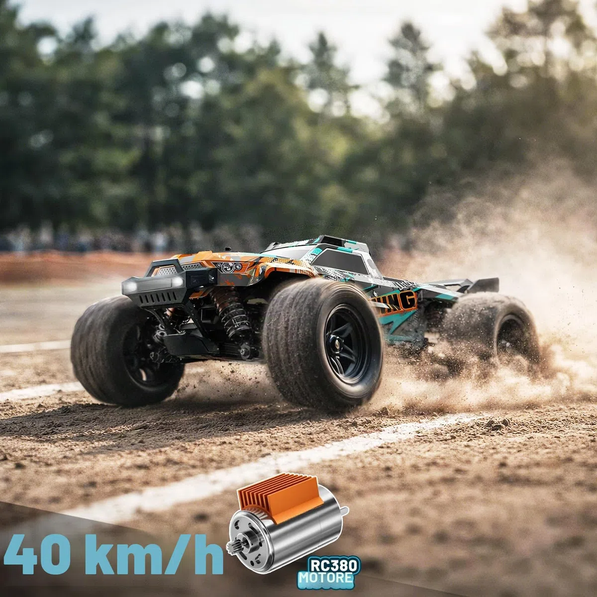 Macchina Telecomandata 1:18 4WD 40 km/h Fuoristrada 4x4, Macchina Radiocomandata con 2 Batterie 7.4V 1300mAh, ESC Impermeabile 2.4GHz, Doppia Carrozzeria, Trasmissione in Metallo per Adulti e Bambini