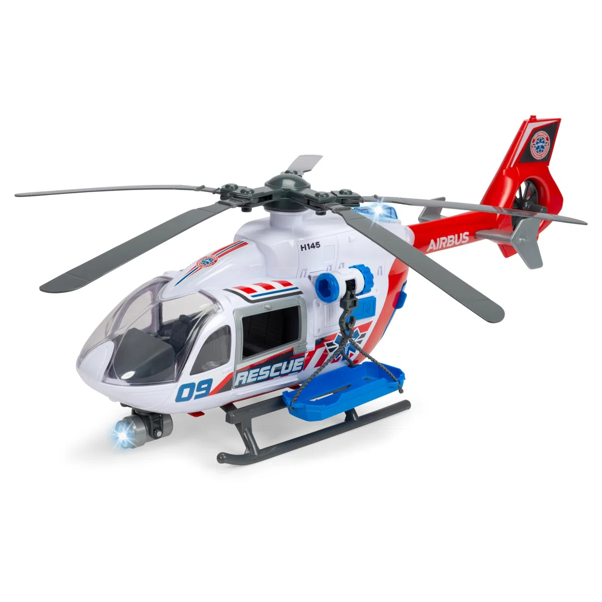 Dickie Toys - Airbus H145 Elicottero Giocattolo 1:24 con Luci e Suoni, Verricello Manuale, Portiere e Portellone Apribili, 54 cm, +3 anni, 203719035