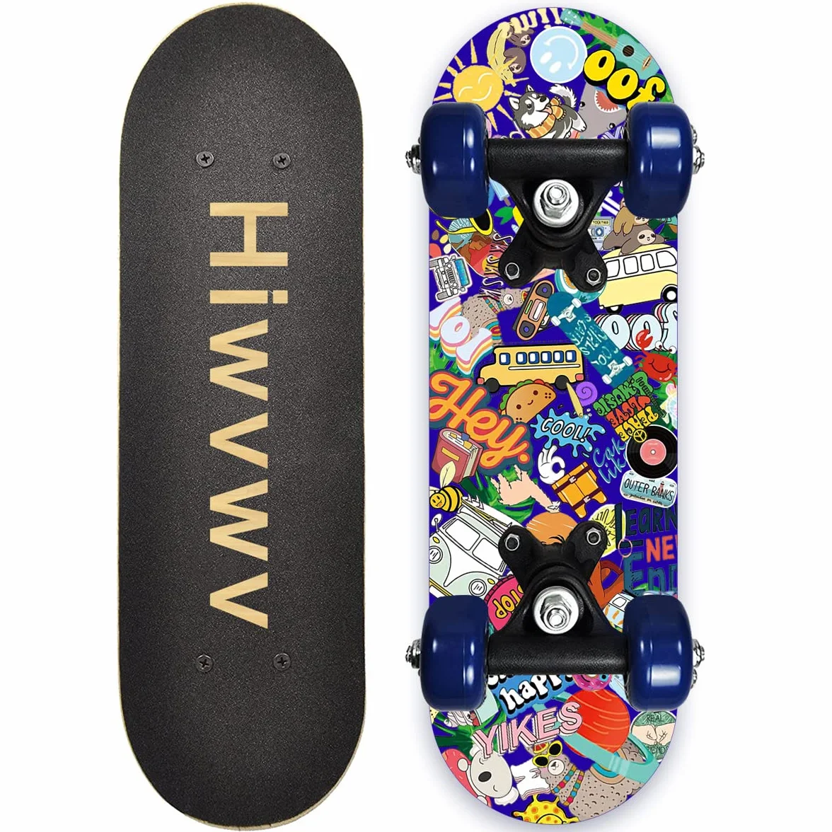 Mini Skateboard per Bambini Principianti - Cruiser Con Grafica Fantastica, 3-6 Anni, Tavola in Legno d'Acero 17", Ruote 54 mm, Leggero