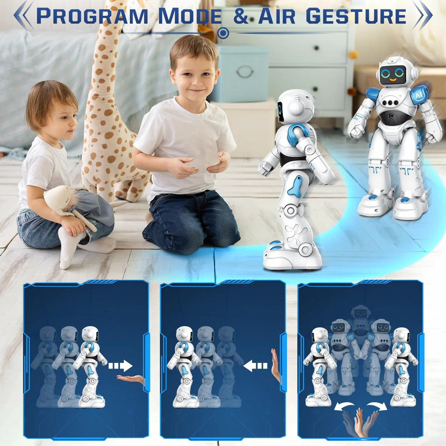 VATOS Robot giocattolo per bambini da 3 a 12 anni - Robot telecomandato programmabile con controllo dei gesti che balla e cammina, robot intelligente per bambini regalo di compleanno