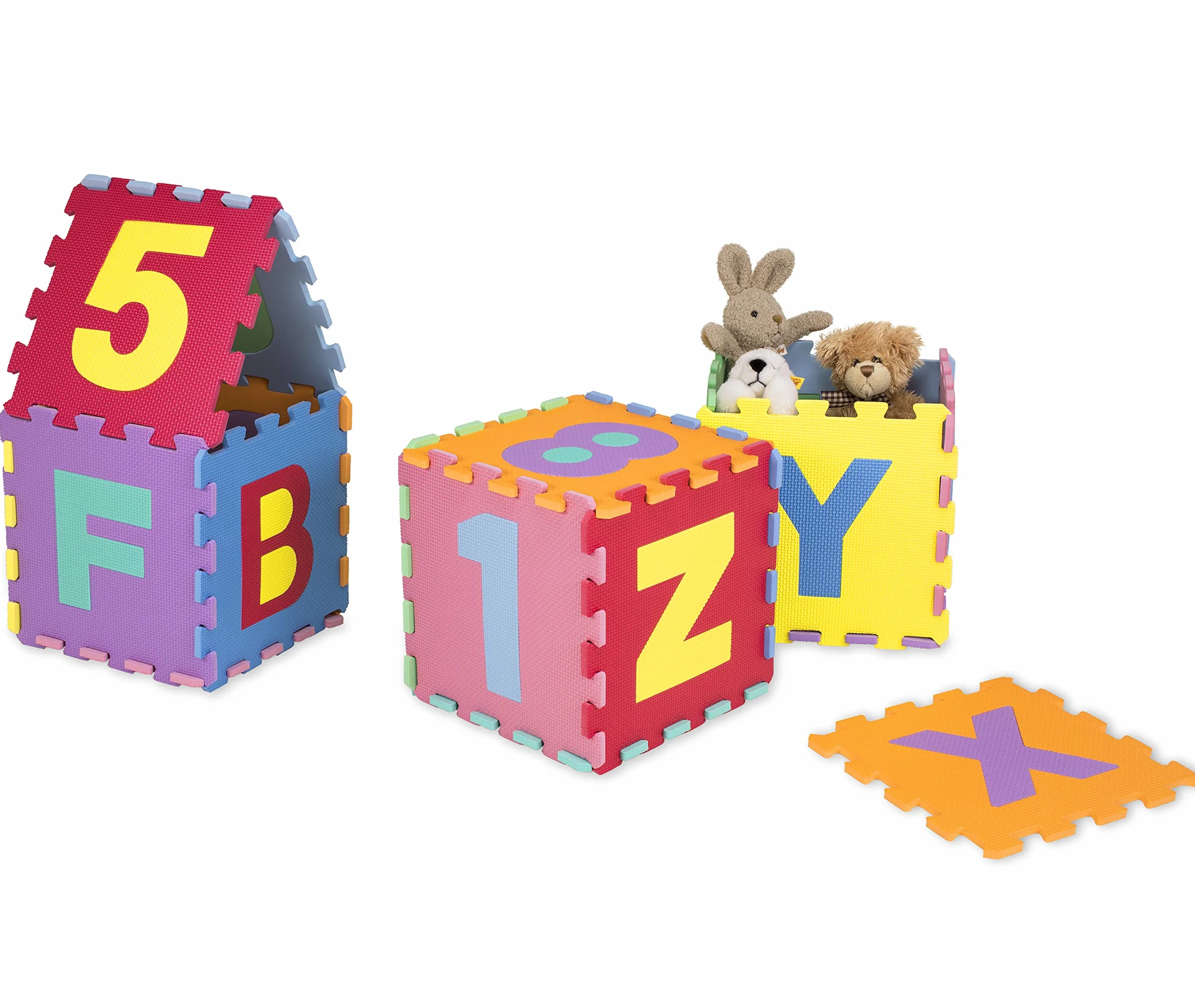 KIDUKU Tappeto Puzzle 36 pezzi Testato TÜV Rheinland con numeri e lettere colorati in morbida gomma EVA resistente isolante lavabile per bambini