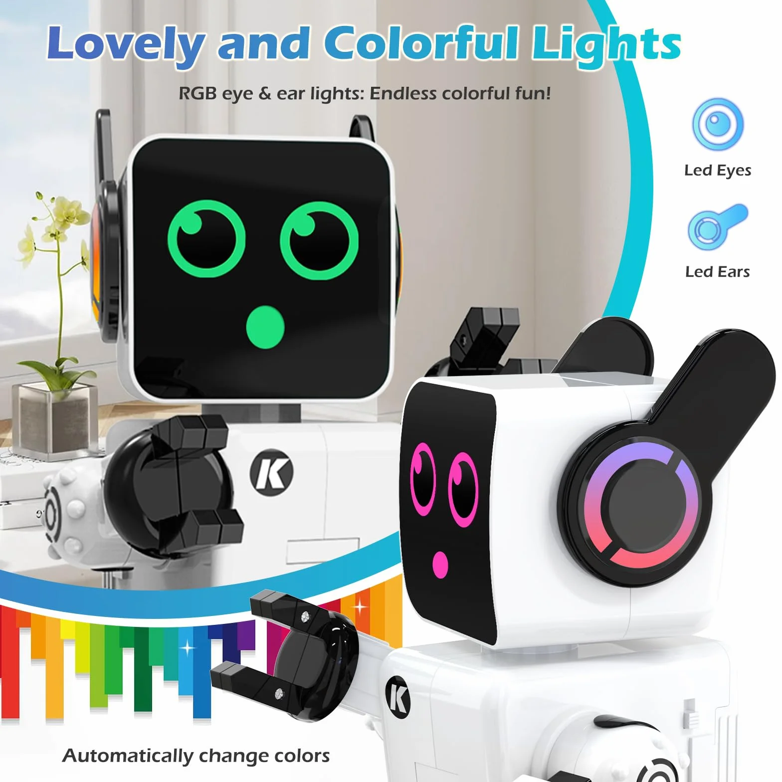 anysun Giocattolo Robot per Bambini, Intelligenti Robot RC con Touch, APP e Telecomando, Robot Programmabile, Camminante, Ballante, Cantante, Parlante, Ragazzi e Ragazze, Bianco 2.0