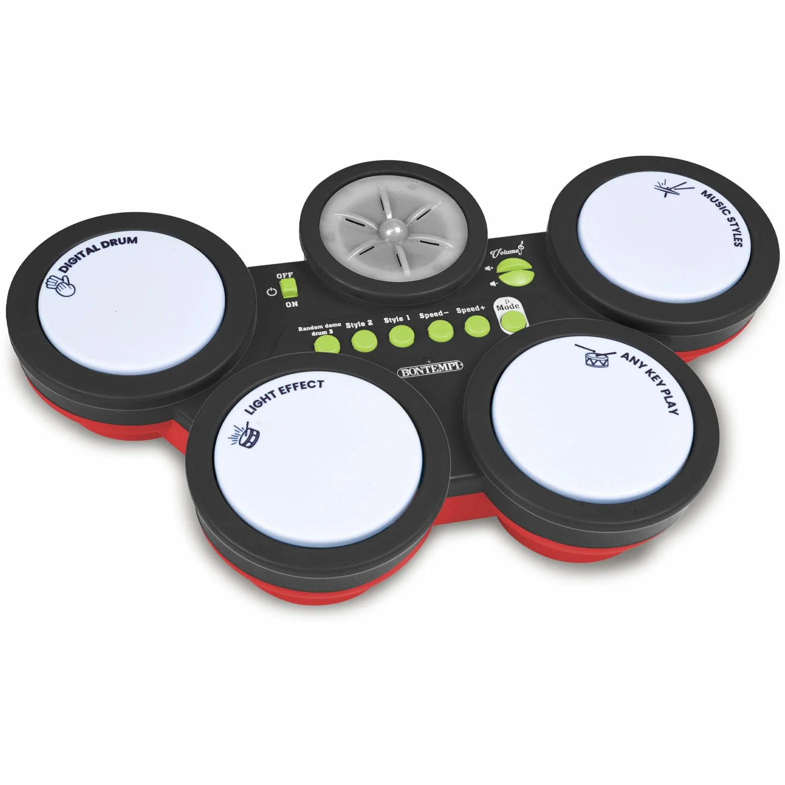 Bontempi | BeatLume - Percussioni Elettroniche che Illuminano e Incantano, Nero, 390x250x65 mm