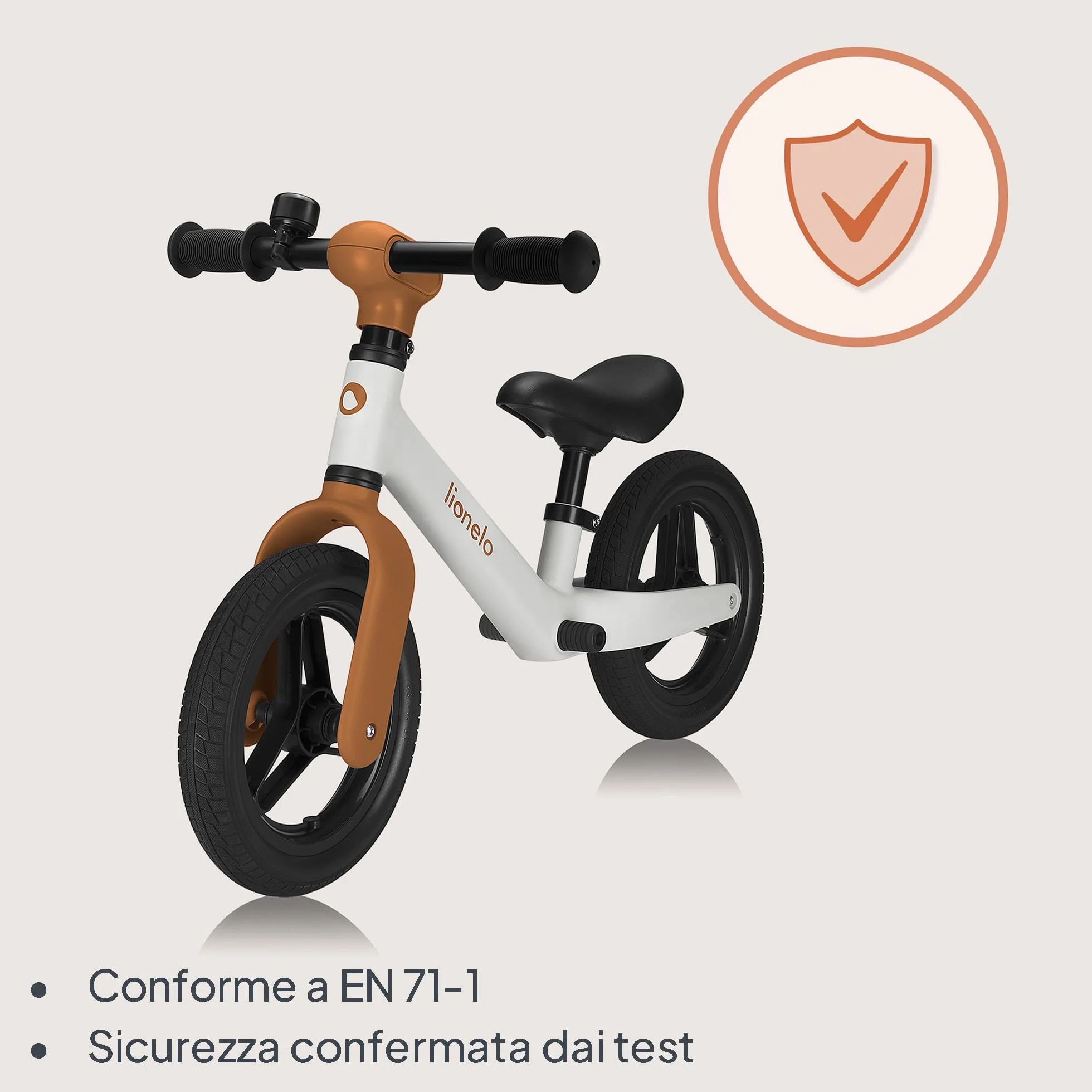 lionelo Bicicletta Senza Pedali TONI Per Bambini da 18 mesi a 30kg Ruote in Gomma PU da 25cm Poggiapiedi Cestino Sella e Manubrio Regolabili Impugnatura Antiscivolo Leggero Campanello