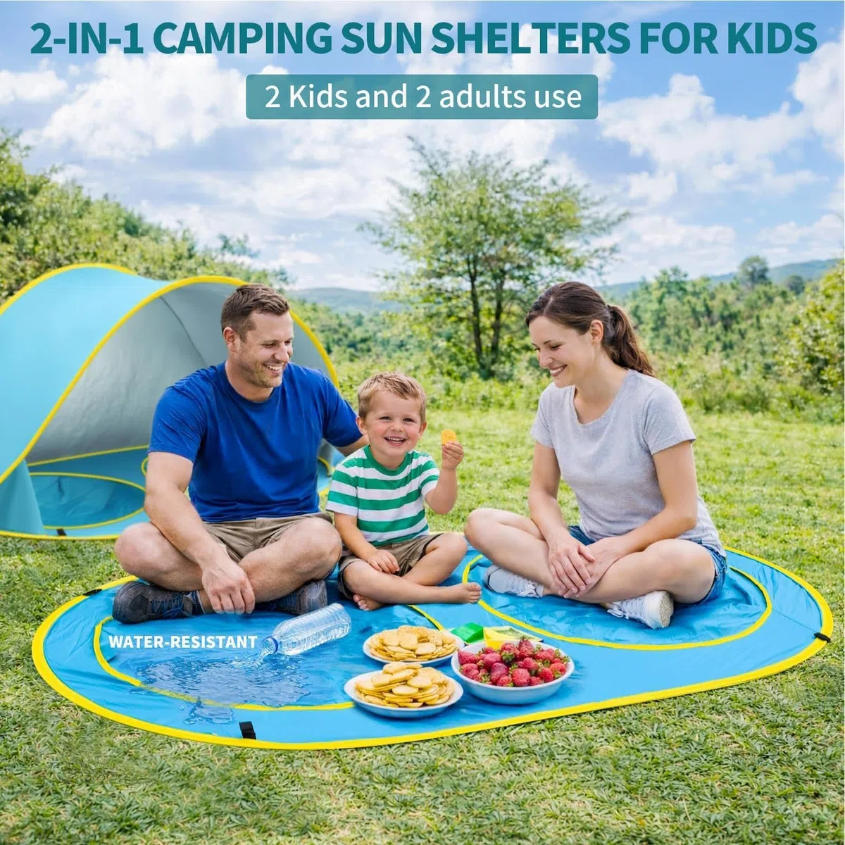 Kids Beach Tent With Pool, Pop-Up Sun Shelter UV Protection Foldable Portable