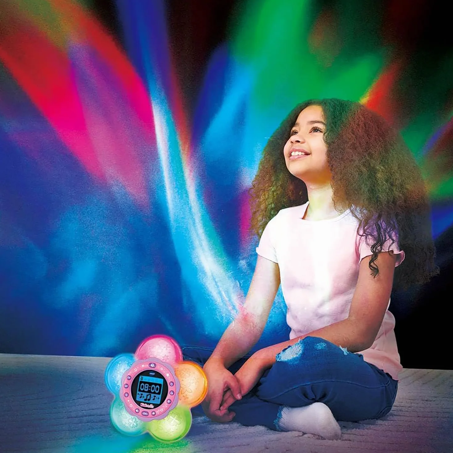 VTech KidiMagic Galaxy Light, Radiosveglia 9 in 1, Proiettore Bambini Aurora Boreale, Fiore Luminoso con Sensore di Movimento, Radio FM e MP3, Lingua Italiana, Batterie Incluse, 6+ Anni