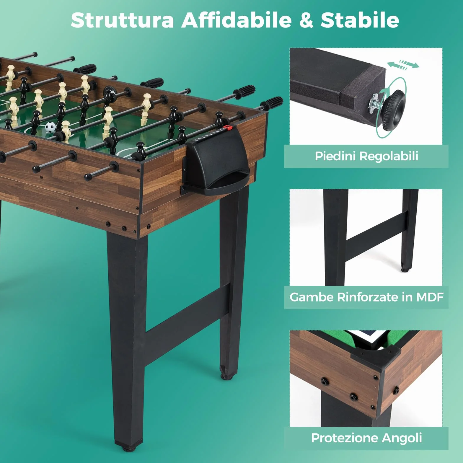 COSTWAY 12 in 1 Set da Tavolo per Giochi Combo, Tavolo Multiuso con Calcio Balilla Air Hockey Biliardo Ping Pong Scacchi Bowling, Set Combinato per Giochi Multipli