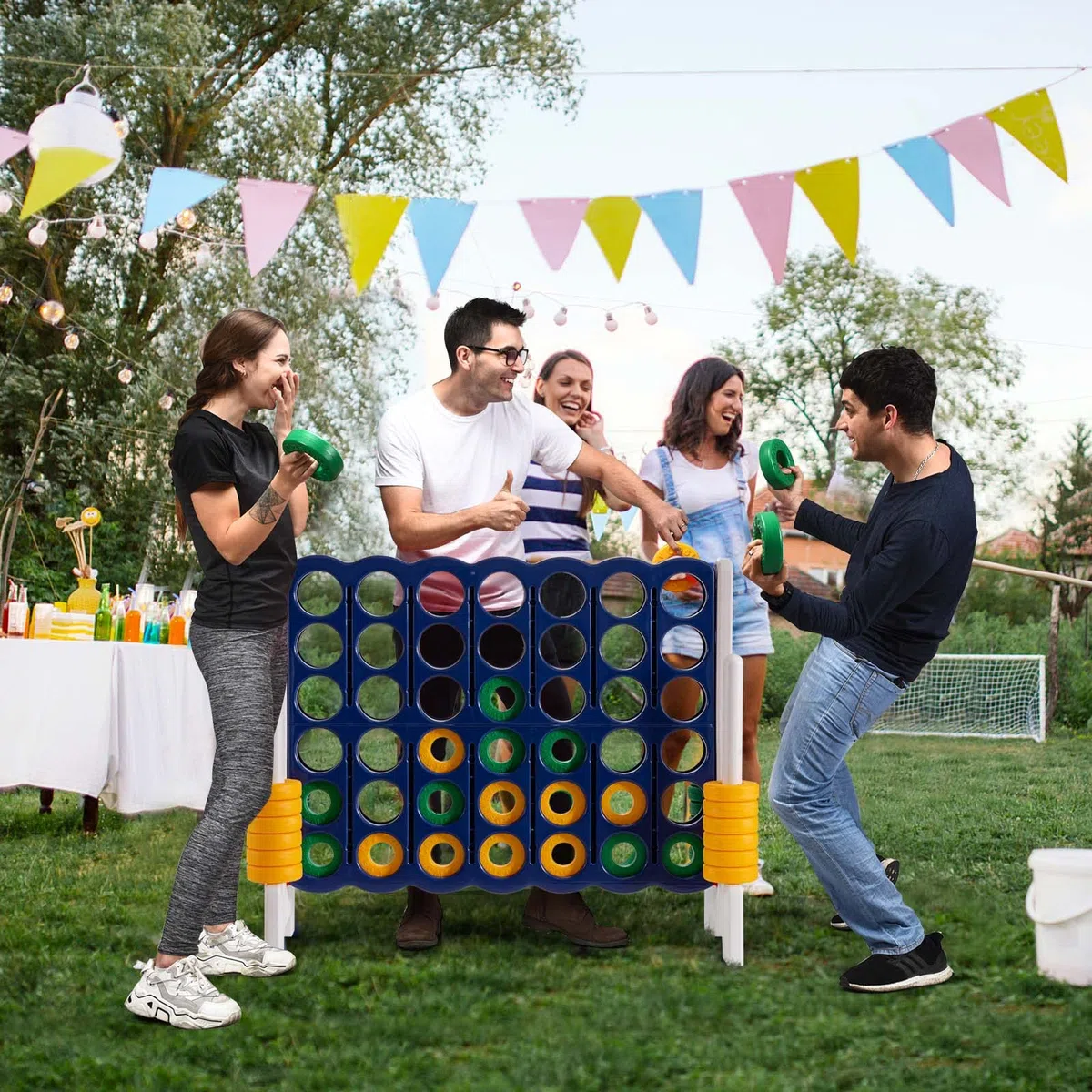 RELAX4LIFE Forza 4 Gioco Gigante per Bambini e Adulti, per Esterno e Interno, (120x42x104cm, Classico-E)