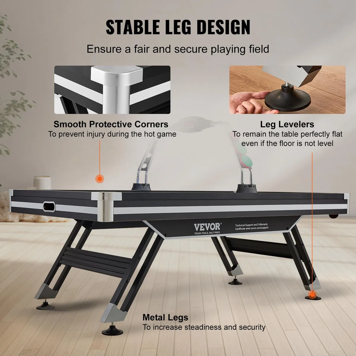 VEVOR Tavolo da Gioco ad Aria Compressa LED con 2 Dischi, 2 Spingitori, Sistema Punteggio Elettronico