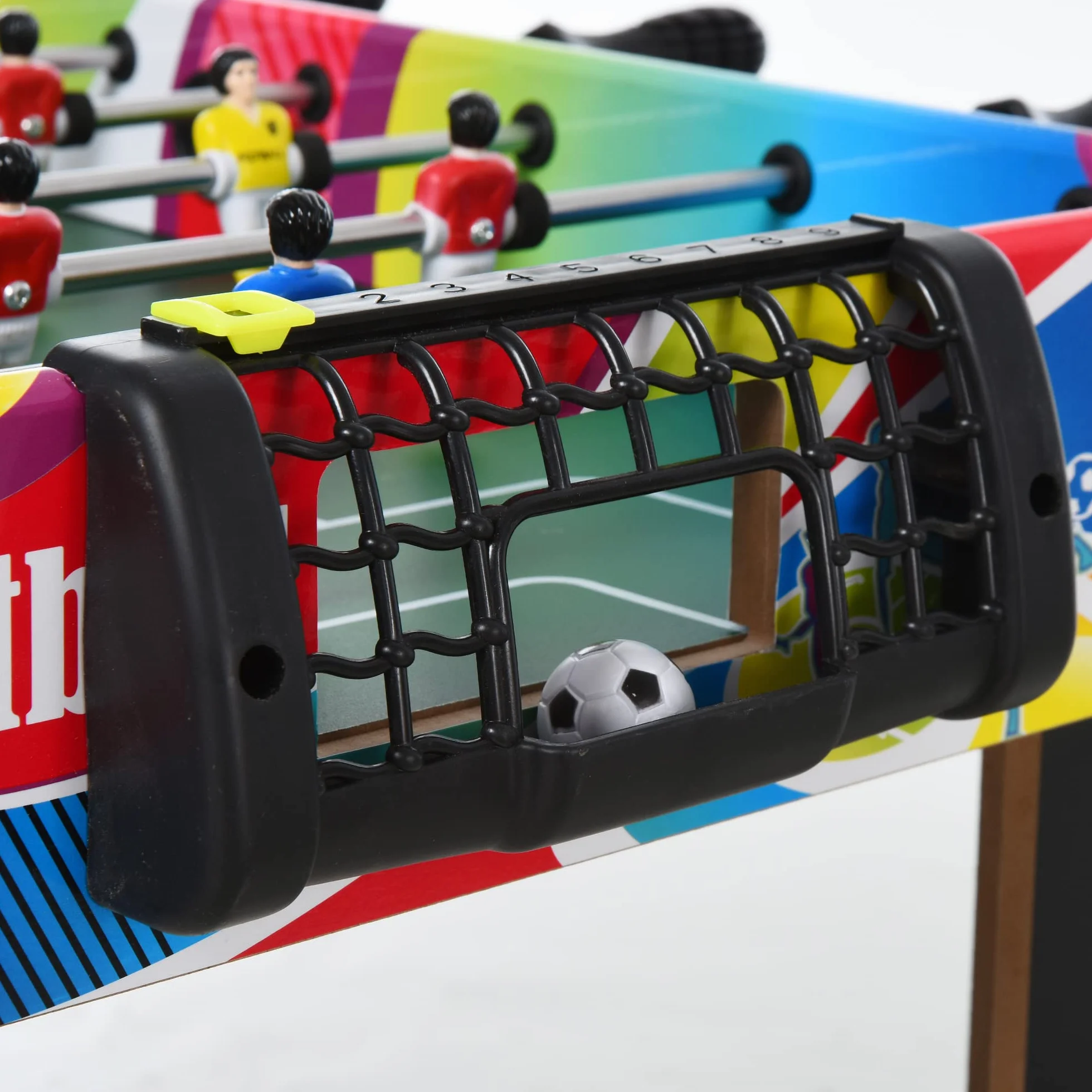 HOMCOM Calcio Balilla Classico con 2 Palline e 2 Tabelloni Segnapunti, Tavolo da Gioco in MDF, Acciaio Inox e Plastica, 86.5x43.5x63 cm, Multicolore