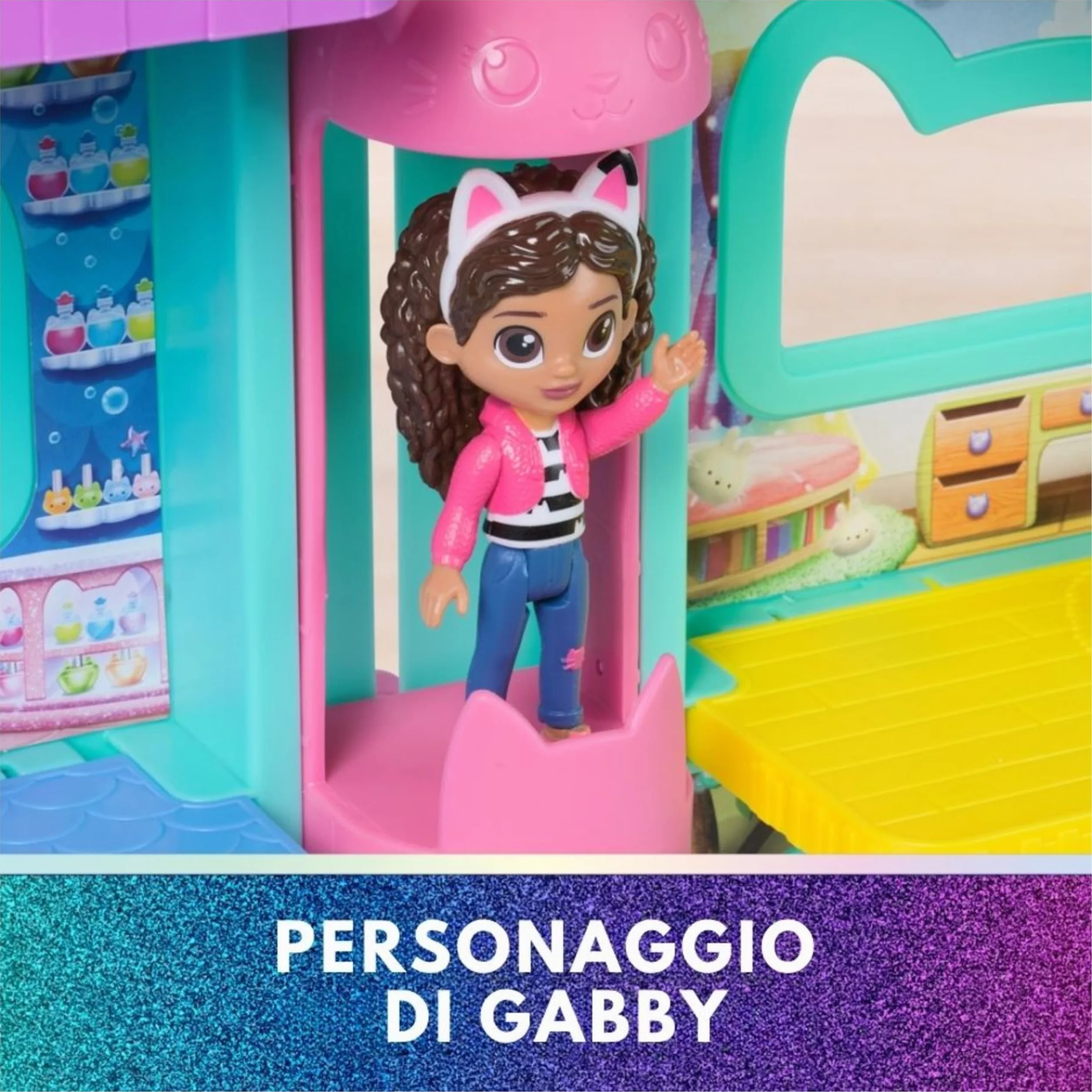 Gabby's Dollhouse The Movie, la Casa delle Bambole di Gabby a Tema Movie, Con Occhi Lenticolari, Personaggi e Mobili per la Casa delle Bambole, Alta 60 cm, 3+ Anni