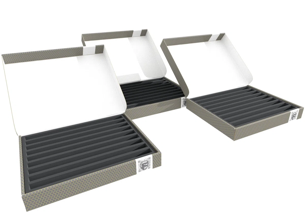 Feldherr Storage Box FSLB040 per modellini di Locomotive, Carri e Veicoli ferroviari - 9 Slot per scartamento N - Verticale, Amount:3 PCS.