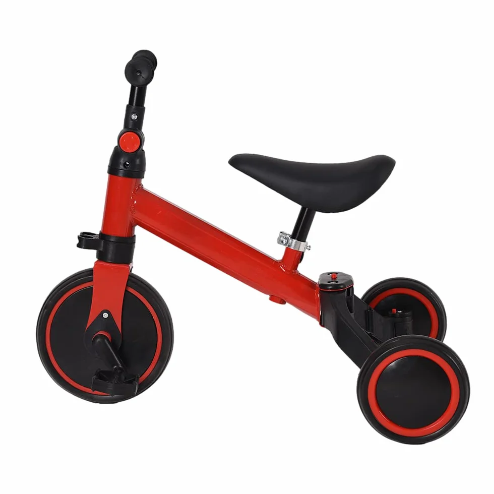 3 in 1 Triciclo Evolutivo Bambino, Bicicletta con Pedali Rimovibili per Bambini 1-7 Anni, Mini Bici/Girello Senza Maniglione Parentale, Bicicletta Evolutivo per Ragazze e Ragazzi (Nero-rosso)