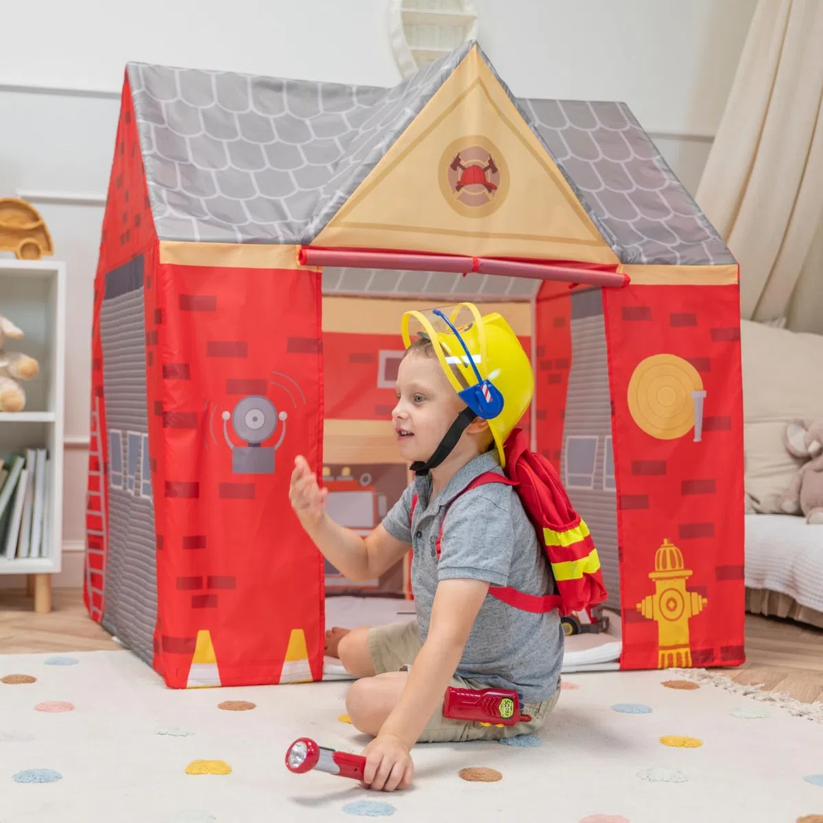 Selonis Tenda Stazione Dei Pompieri Per Bambini Con 100 Palline Casetta Da Gioco Design Realistico