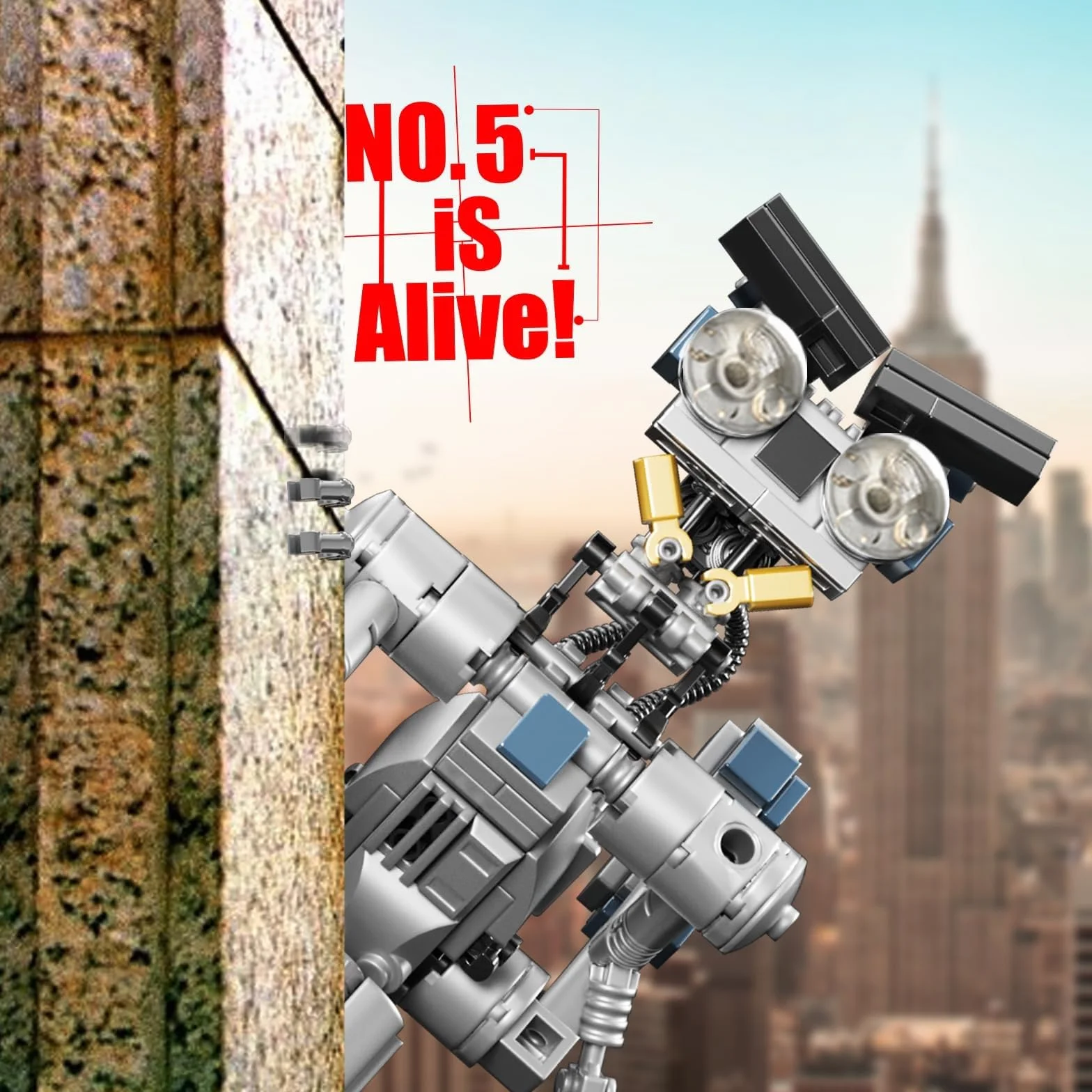 Johnny 5 robot giocattolo da costruzione per ragazzi e ragazze, robot Mecha, compatibile con Lego, Educare STEM dai 6 anni, Halloween (386 pezzi), F-C9225Y01