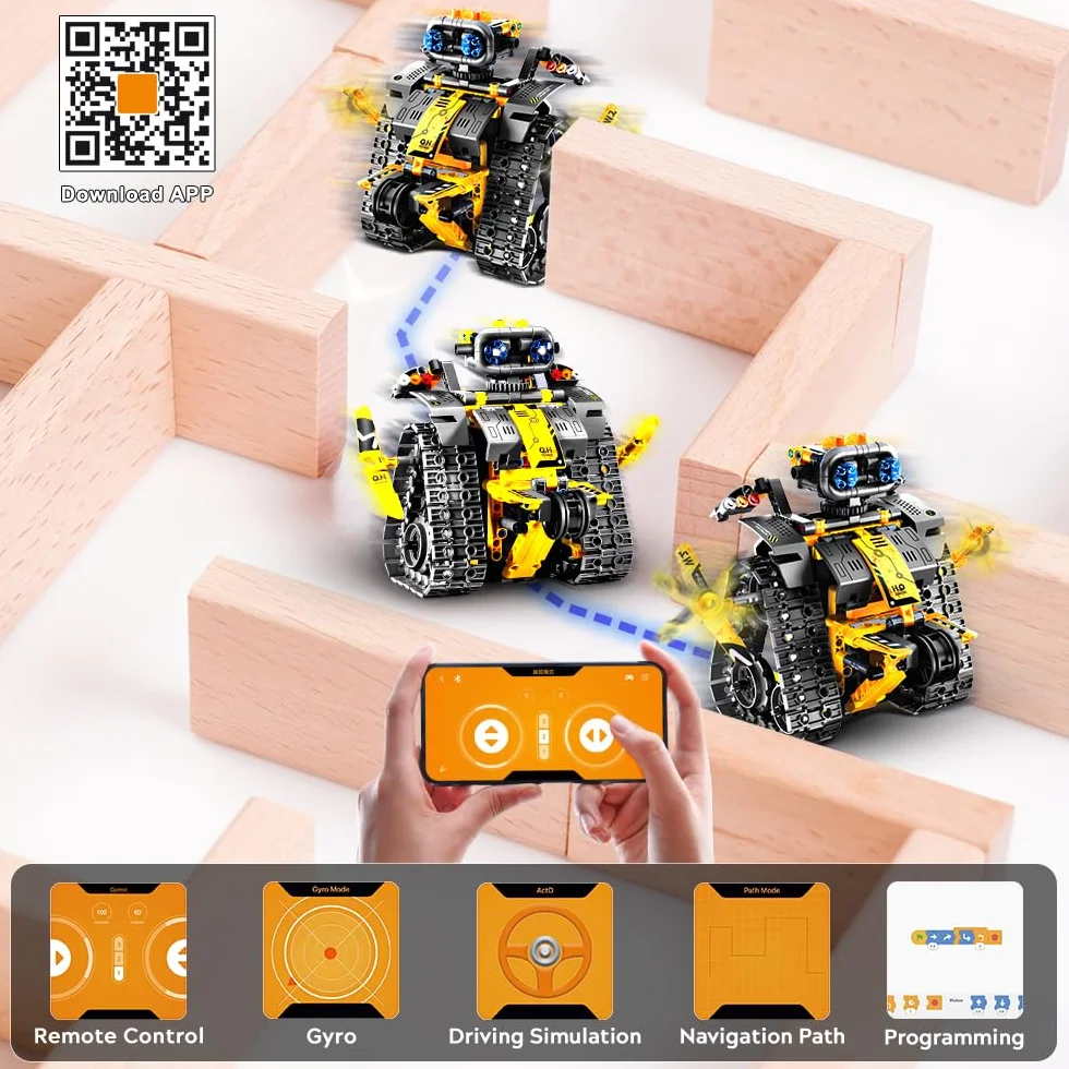 CUBIMANA Robot Tecnologico 5-in-1 per Bambini - Giocattolo di Costruzione Telecomandato Con App, Robot da Parete, Regali di Dinosauri per Ragazzi e Ragazze 6-12+ Anni