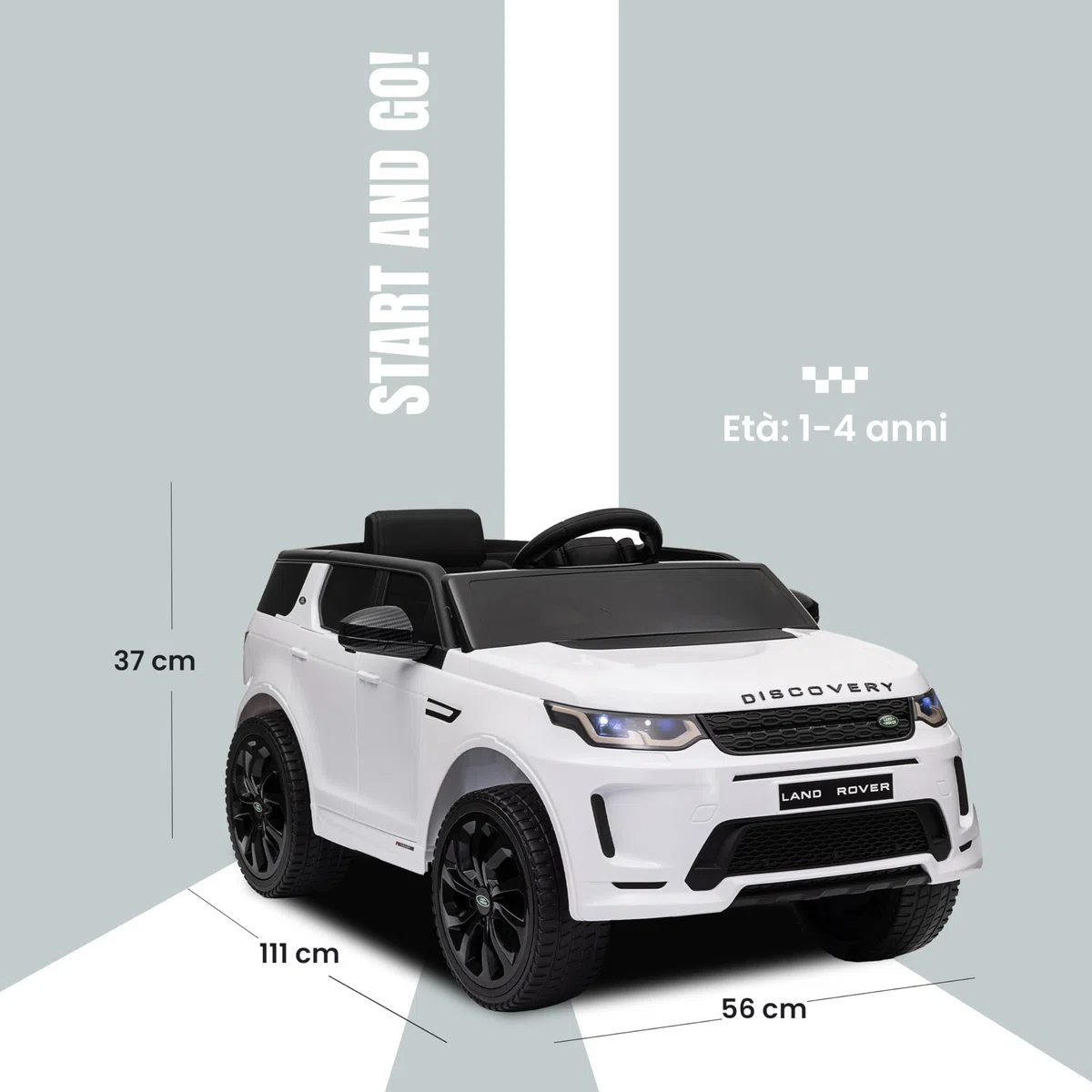 Baroni Toys Land Rover Range Rover Baby Car Elettrica Full Optional Bianca, Auto Telecomandata 12V, Carico 25 Kg