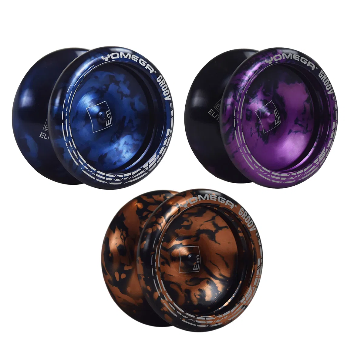 Yomega Groov Pro Level Aluminum Yoyo for Advance Players Round Shape C Size Ball Bearing Adjustable Responsive Non-Responsive Play Black Blue