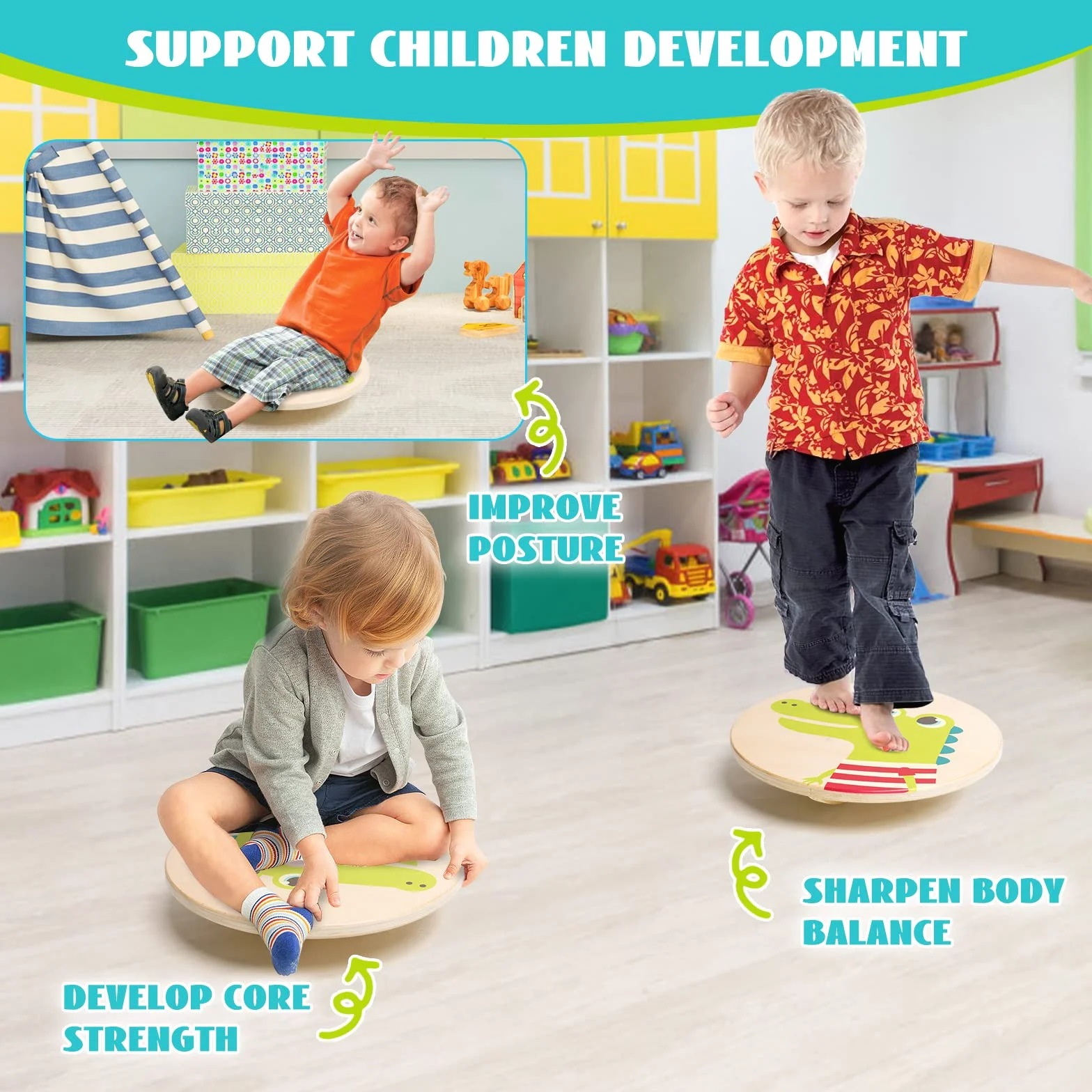 Balance Board per Bambini, Tavola di Equilibrio in Legno Montessori Giochi Equilibrio 3 Anni